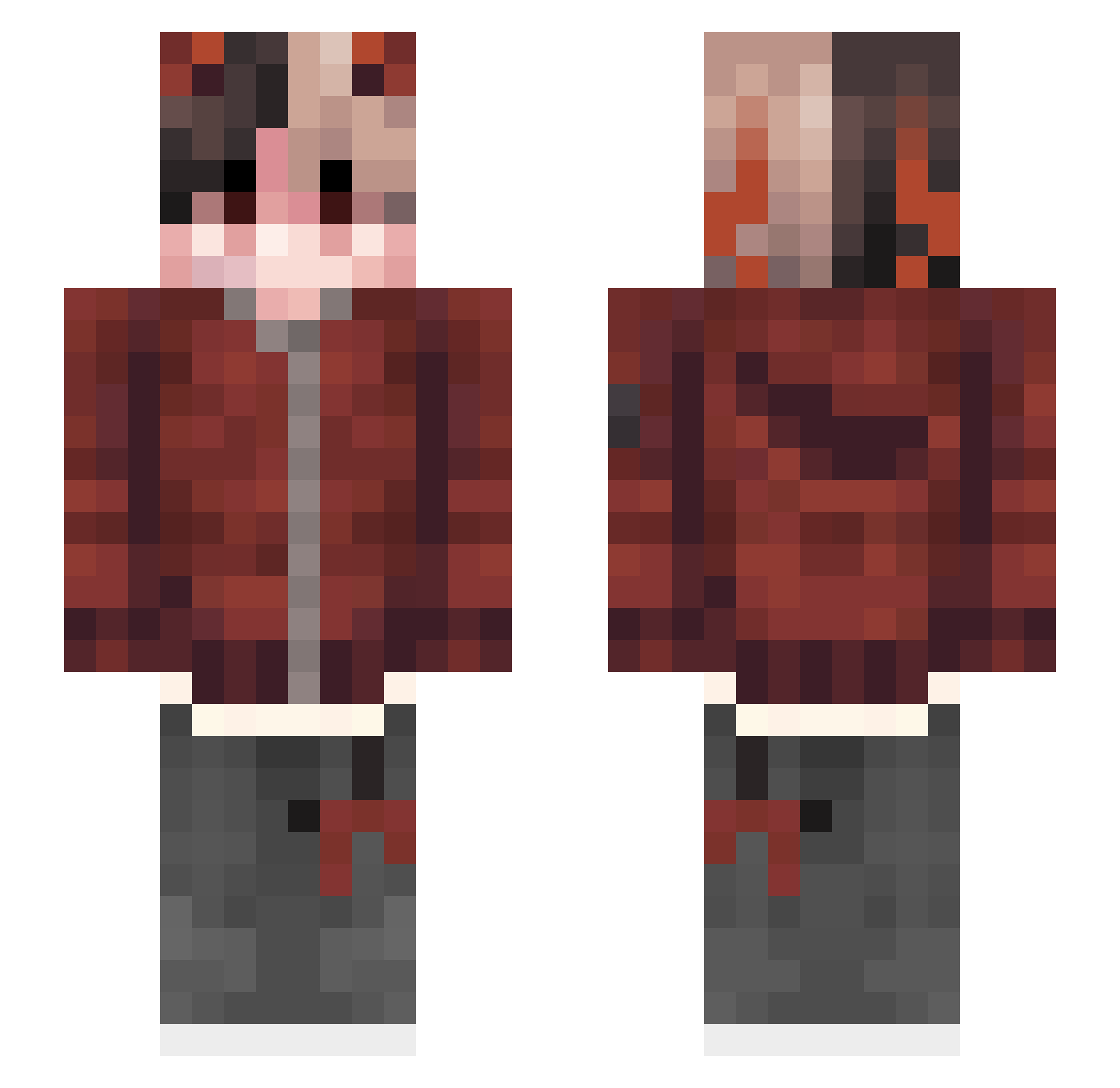 Scroy Minecraft skin, front and back view