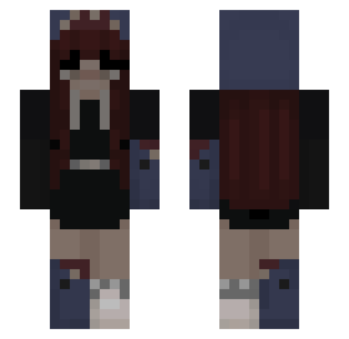 tratxclown Minecraft skin, front and back view
