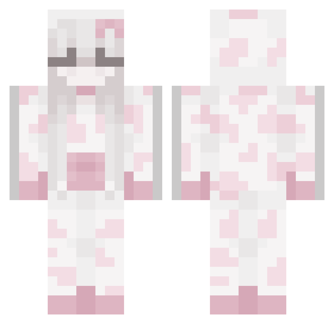 Mina_Girly Minecraft skin, front and back view