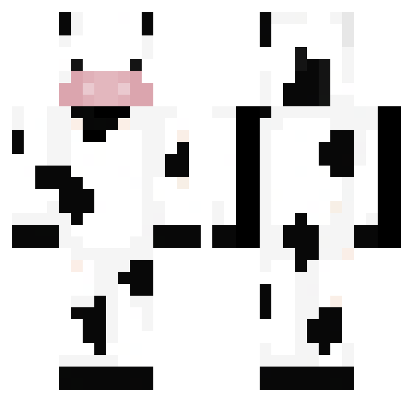 Showcow12 Minecraft skin, front and back view