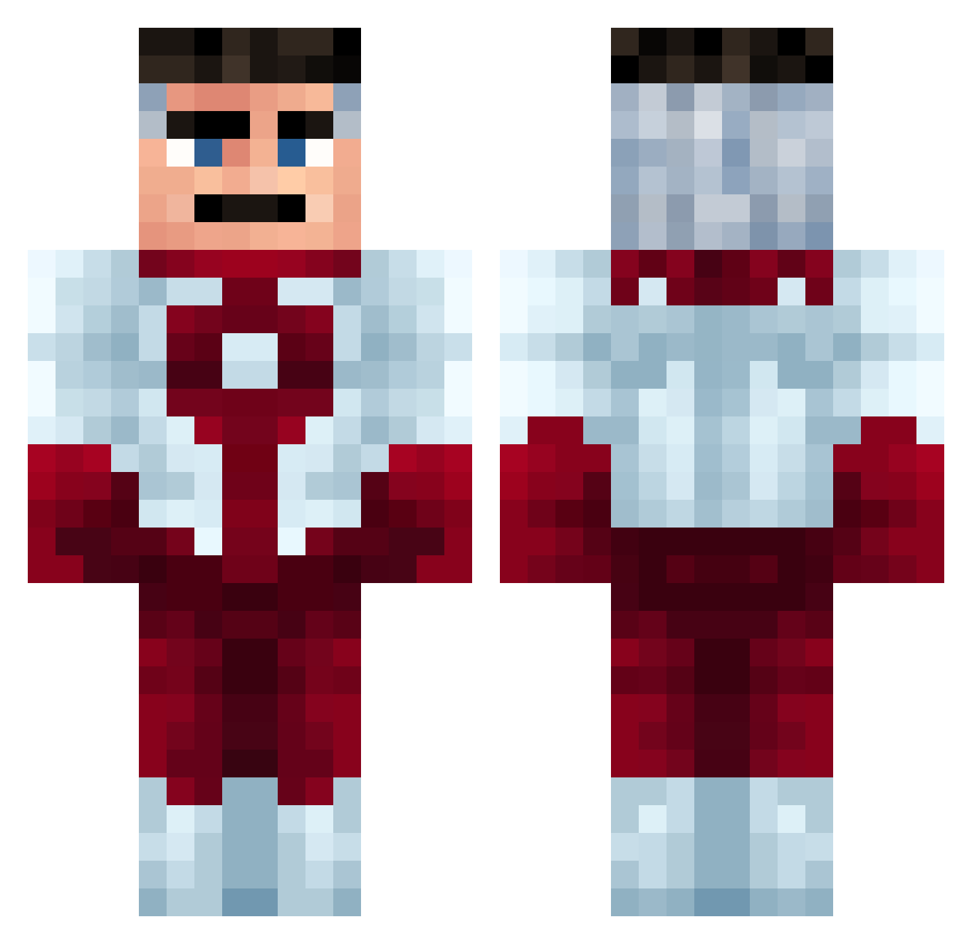 Minenut Minecraft skin, front and back view
