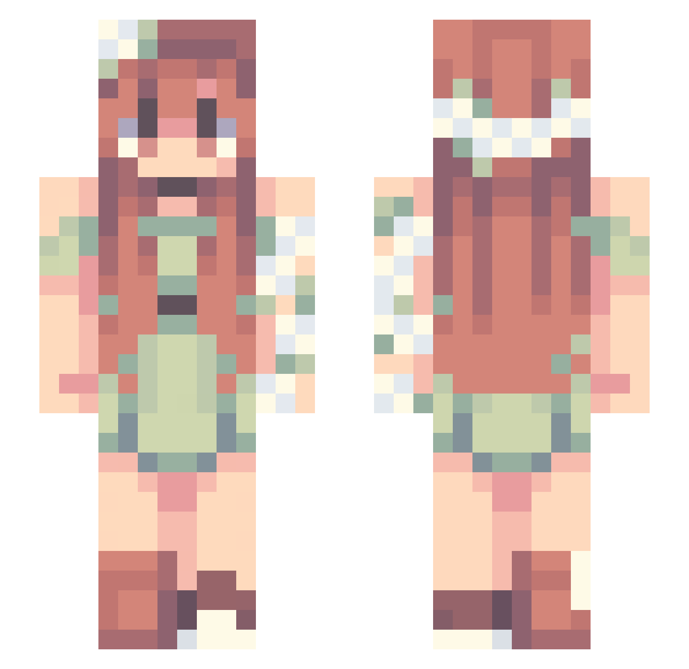 vv_08 Minecraft skin, front and back view