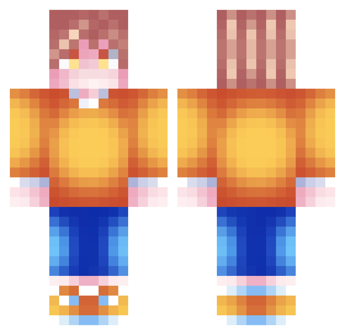 Selevas_Aran Minecraft skin, front and back view