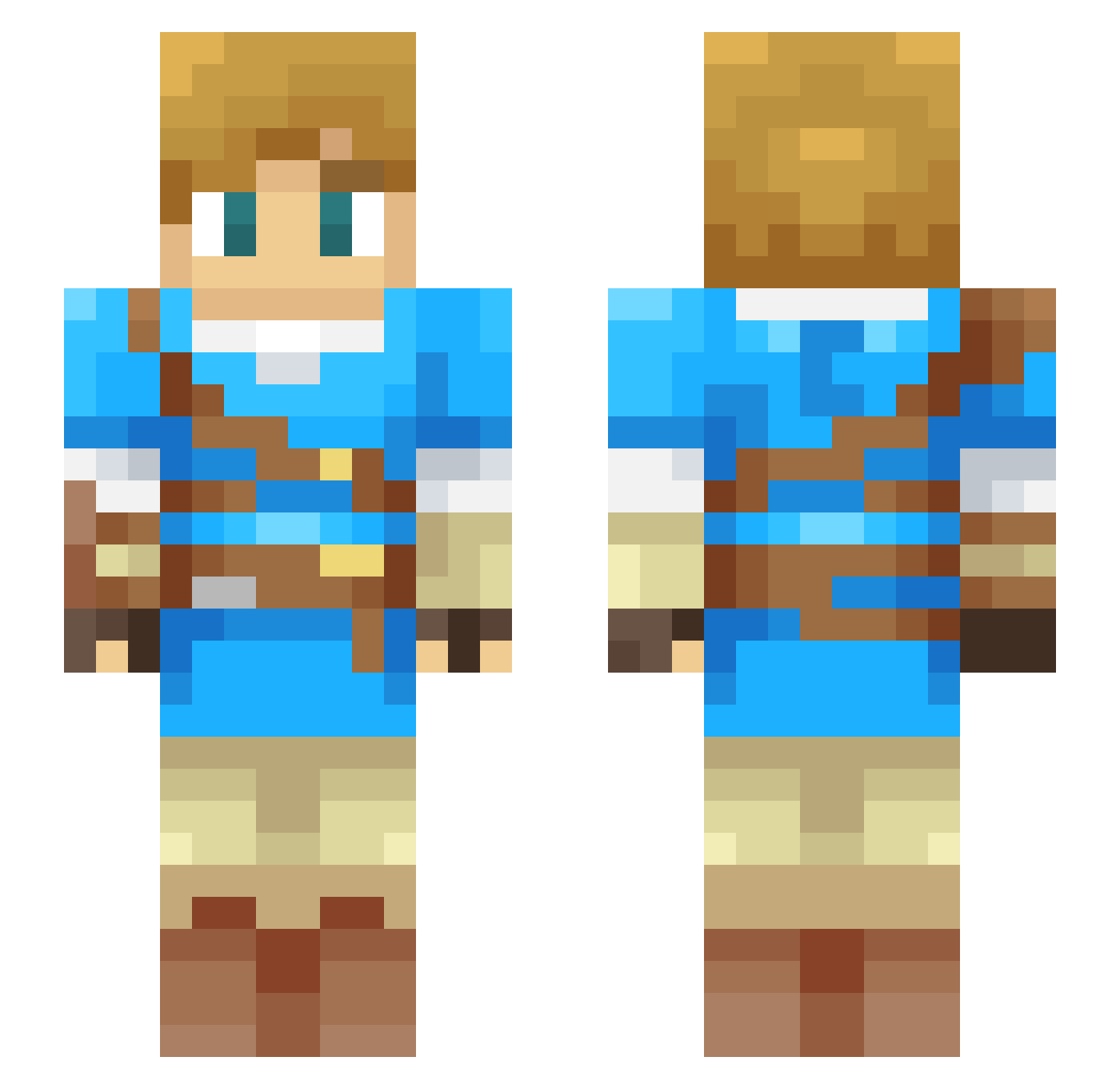 Spuddds Minecraft skin, front and back view