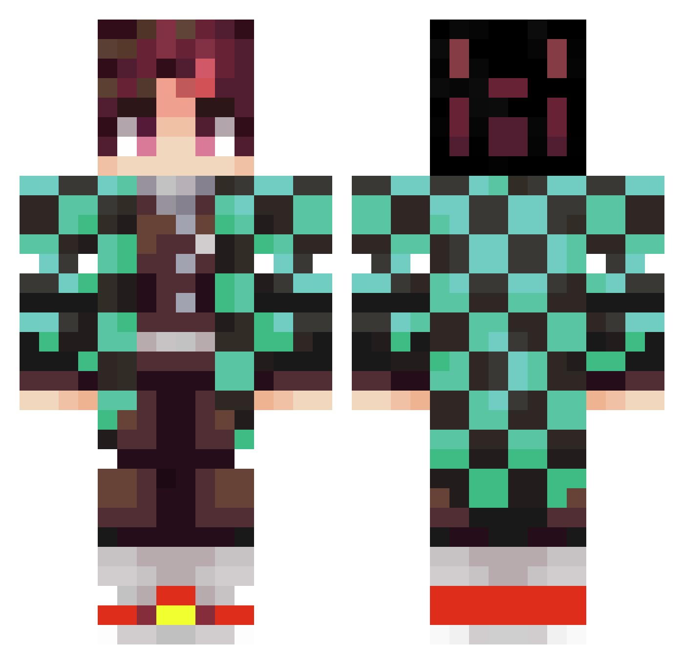 Retrying Minecraft skin, front and back view