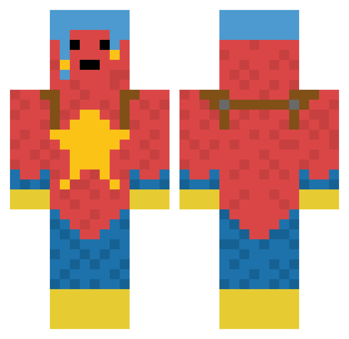 zzfakeee Minecraft skin, front and back view