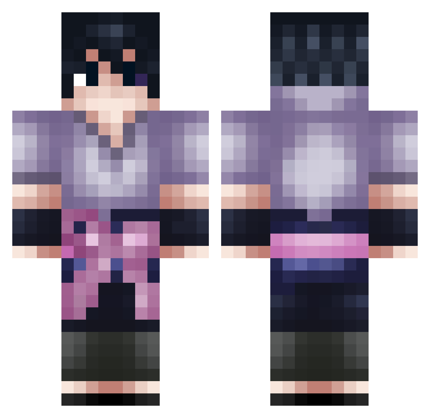 Xioa6 Minecraft skin, front and back view