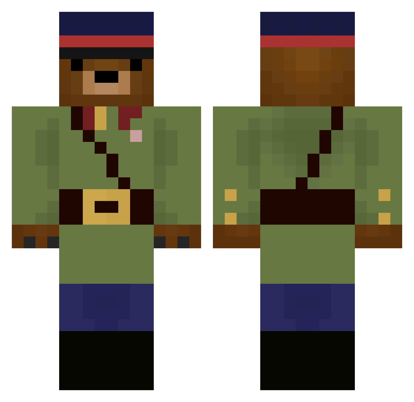 BCSKcore Minecraft skin, front and back view