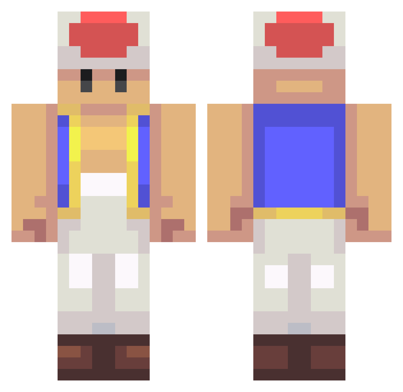 Rockies Minecraft skin, front and back view