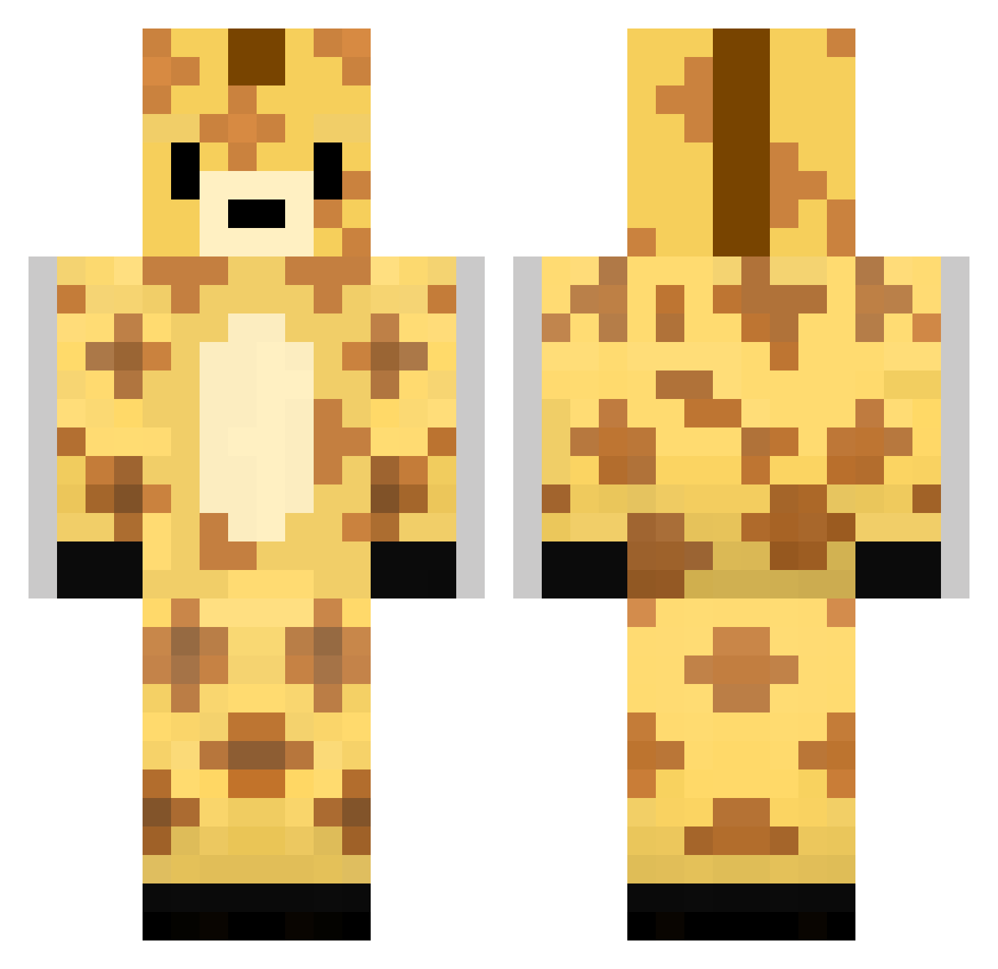 HarryTheGiraffe Minecraft skin, front and back view