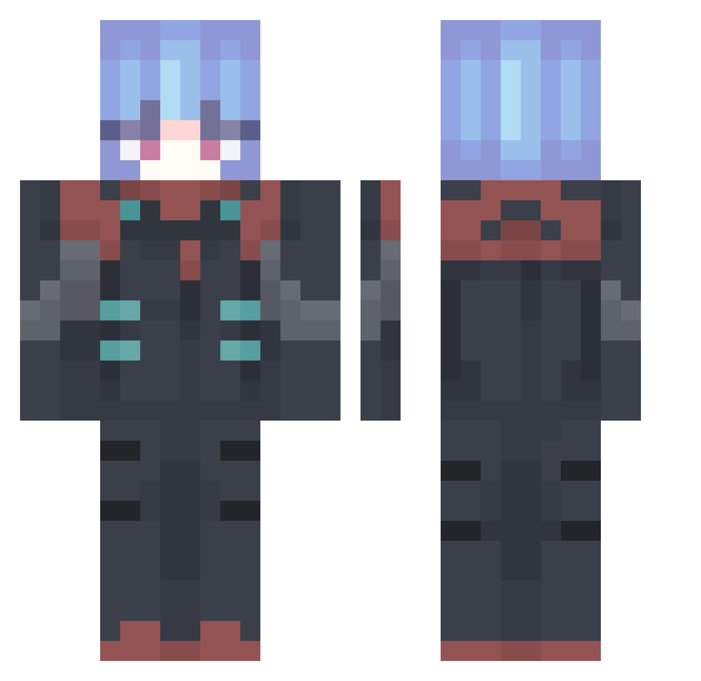 aryts Minecraft skin, front and back view
