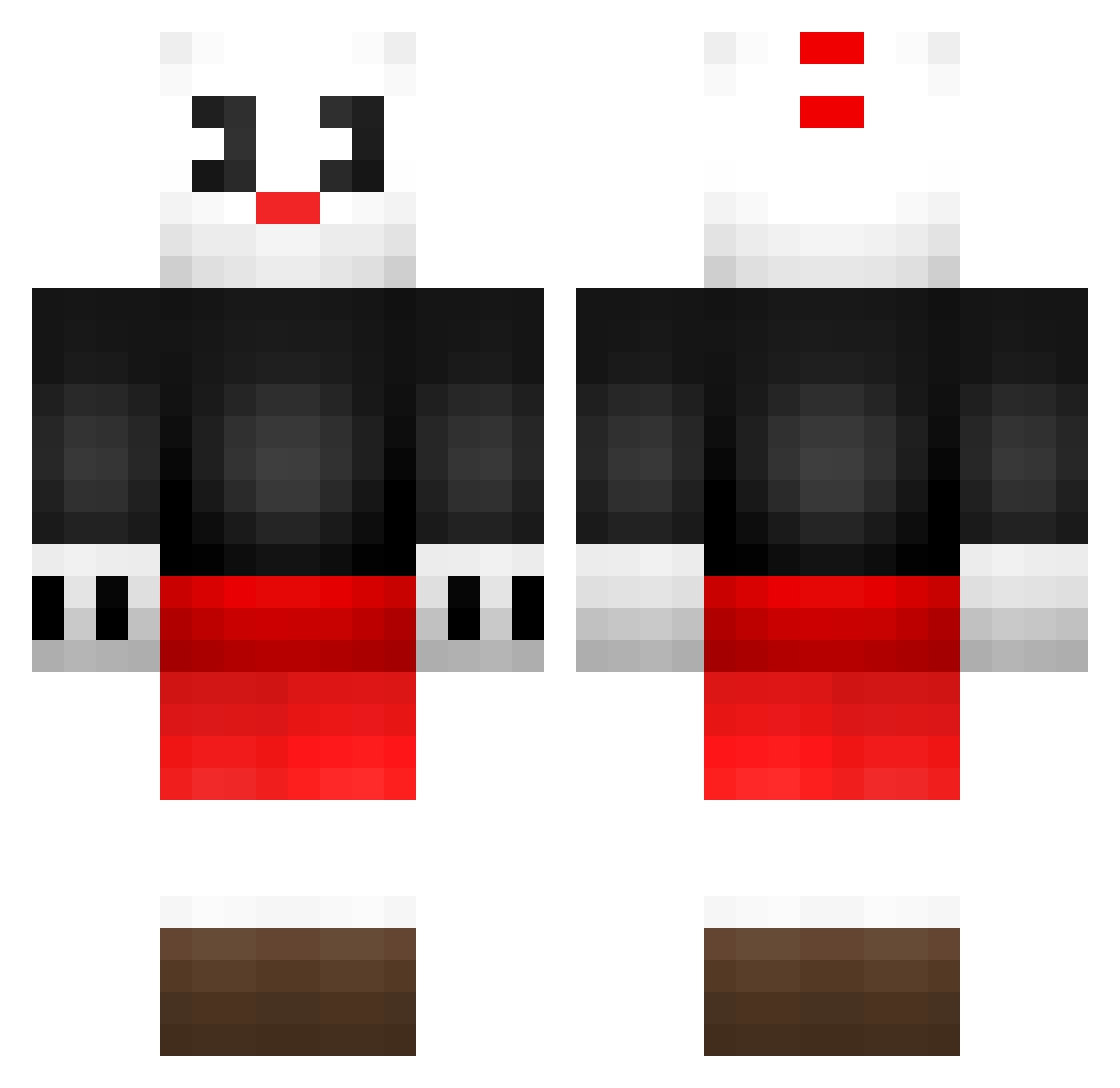 PeaKahBuu Minecraft skin, front and back view