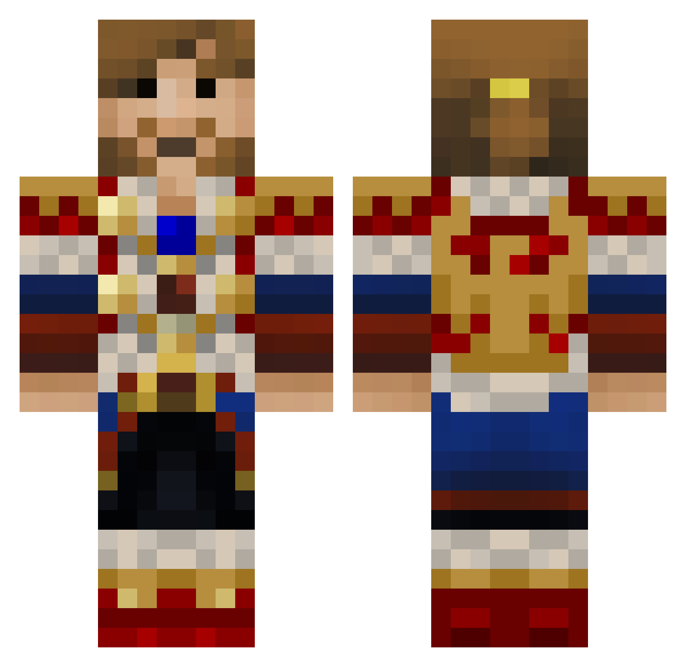 EzioLedozo Minecraft skin, front and back view
