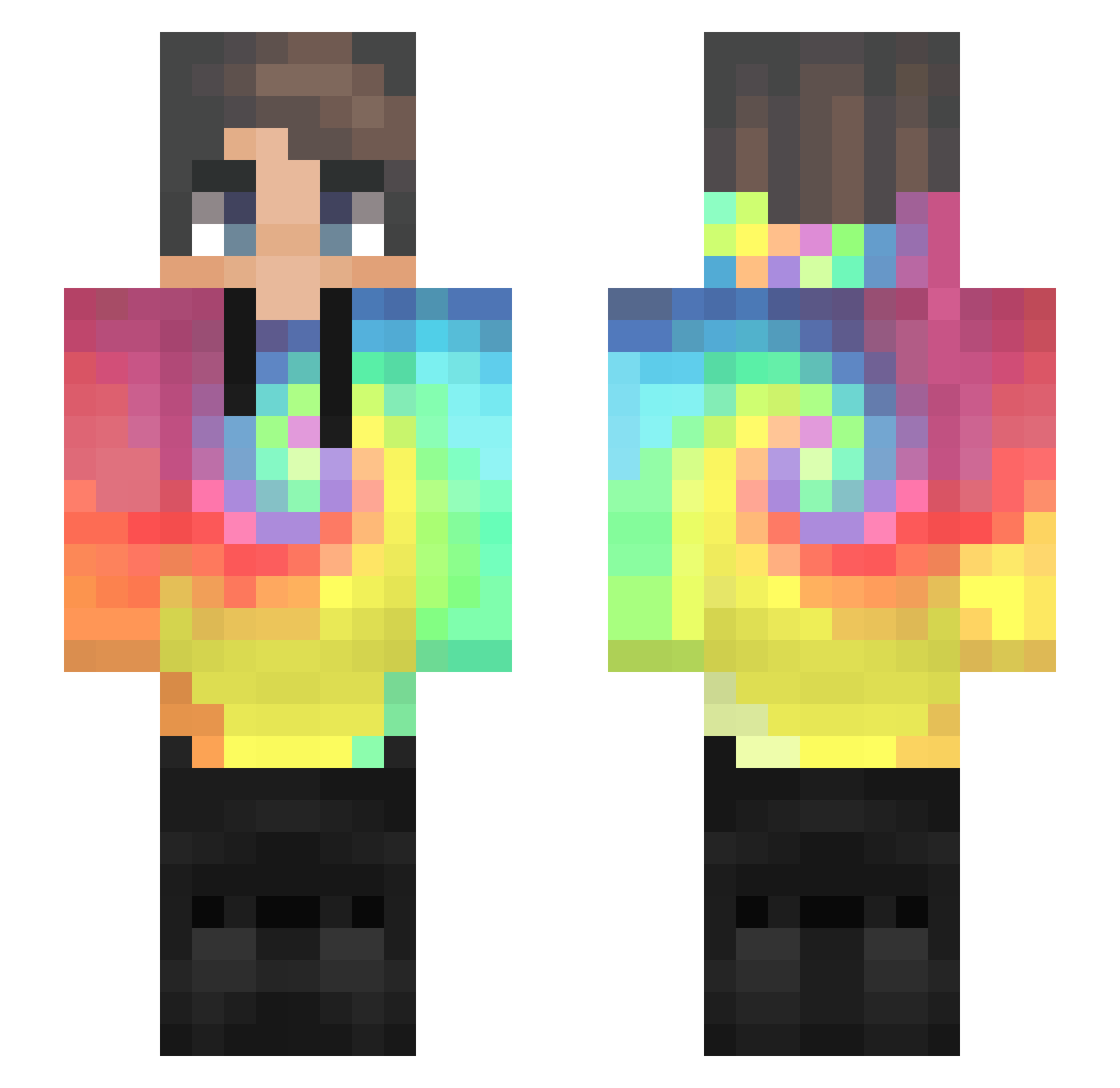 TheRealLean_God Minecraft skin, front and back view