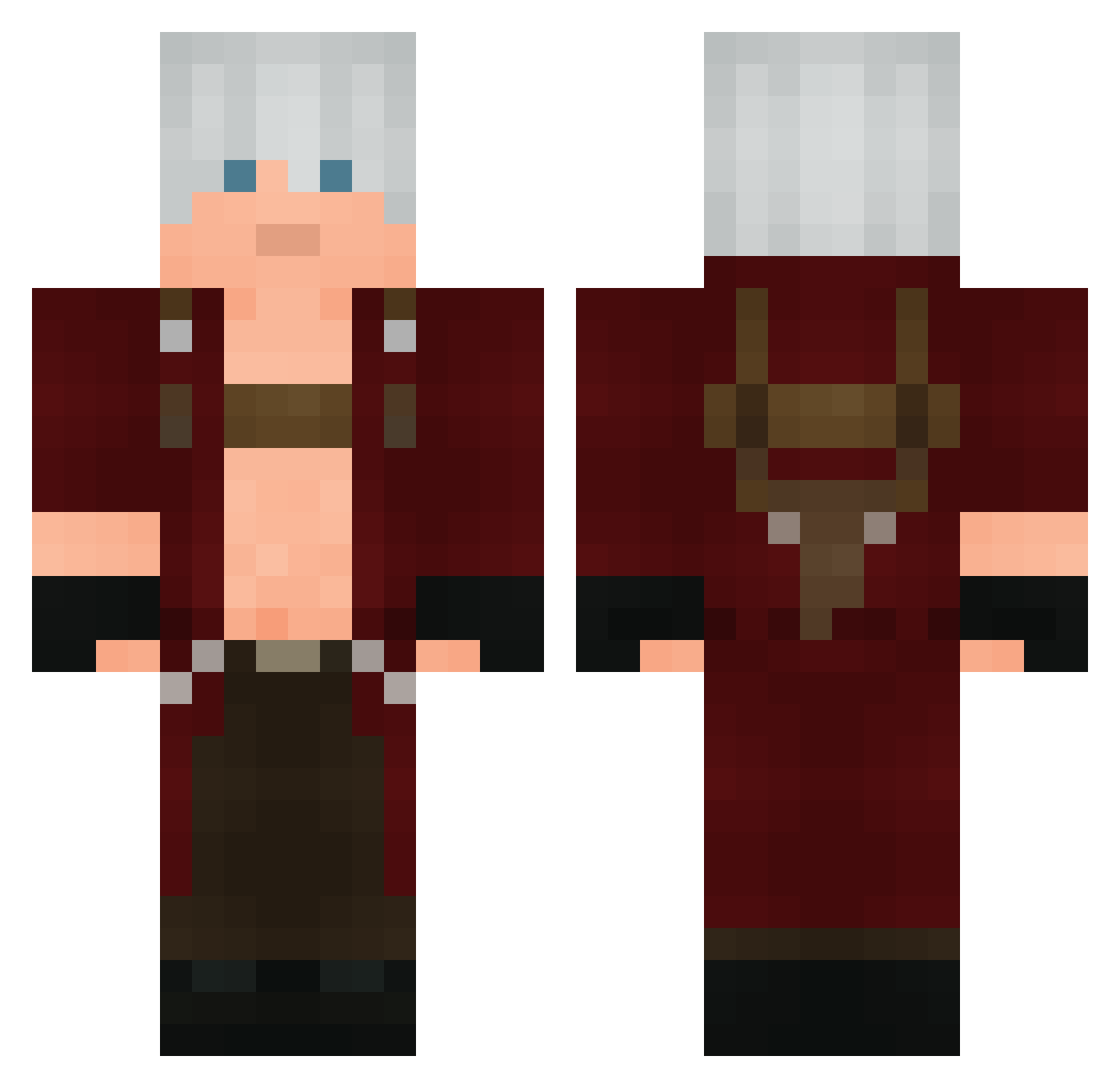 Cobblestonecore Minecraft skin, front and back view