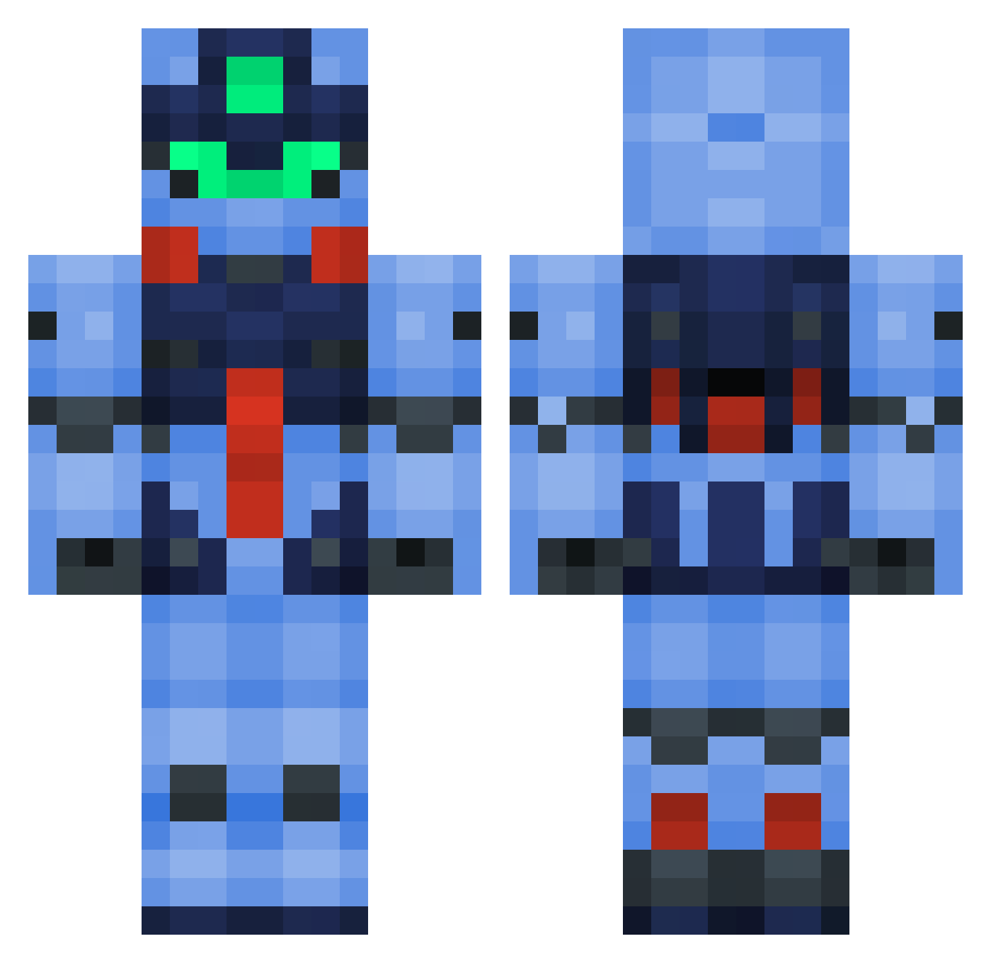 ignitron Minecraft skin, front and back view