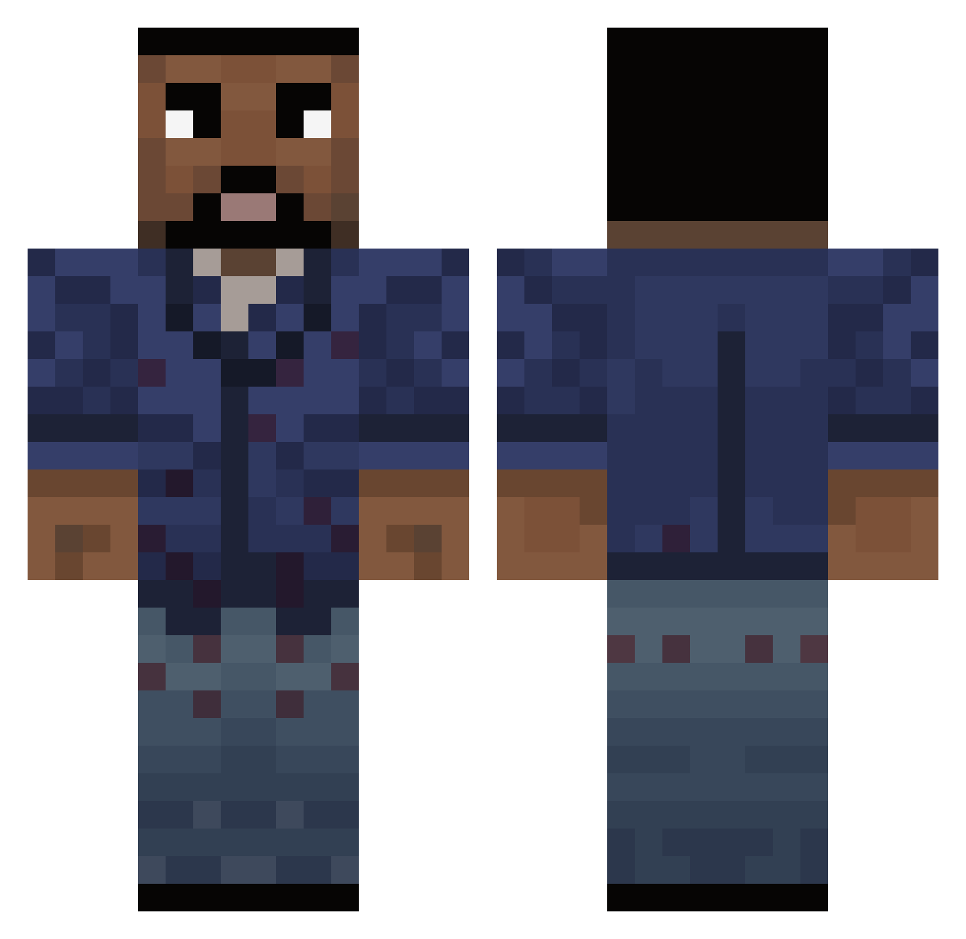 Danchettos Minecraft skin, front and back view