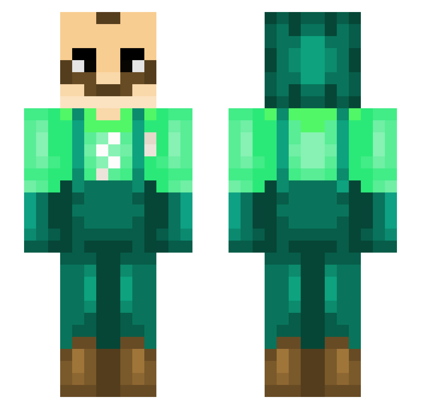MisterMystery Minecraft skin, front and back view