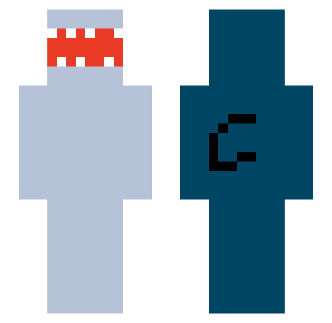 Sharkdude7123 Minecraft skin, front and back view