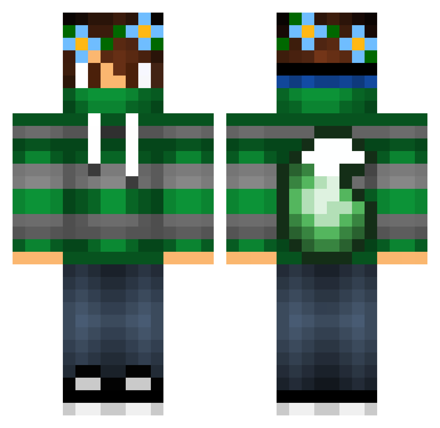 Snowshed Minecraft skin, front and back view