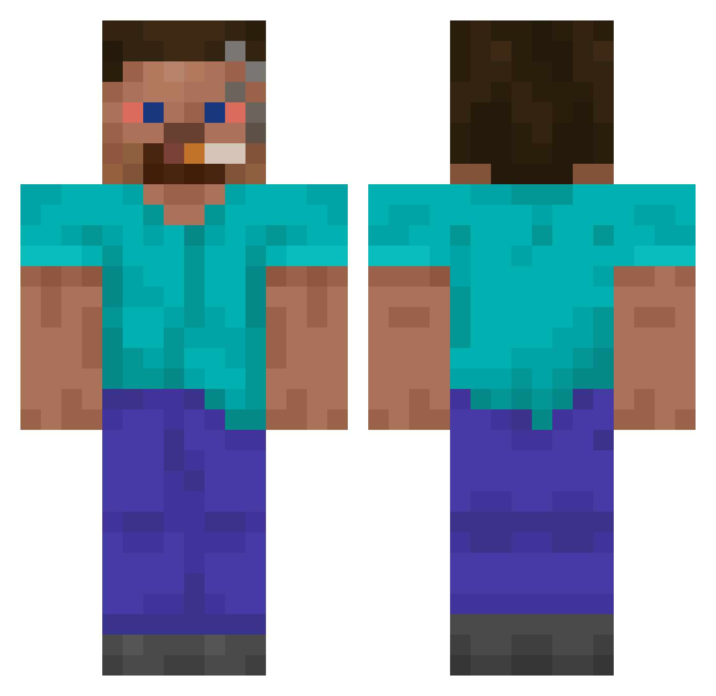 Dankny Minecraft skin, front and back view