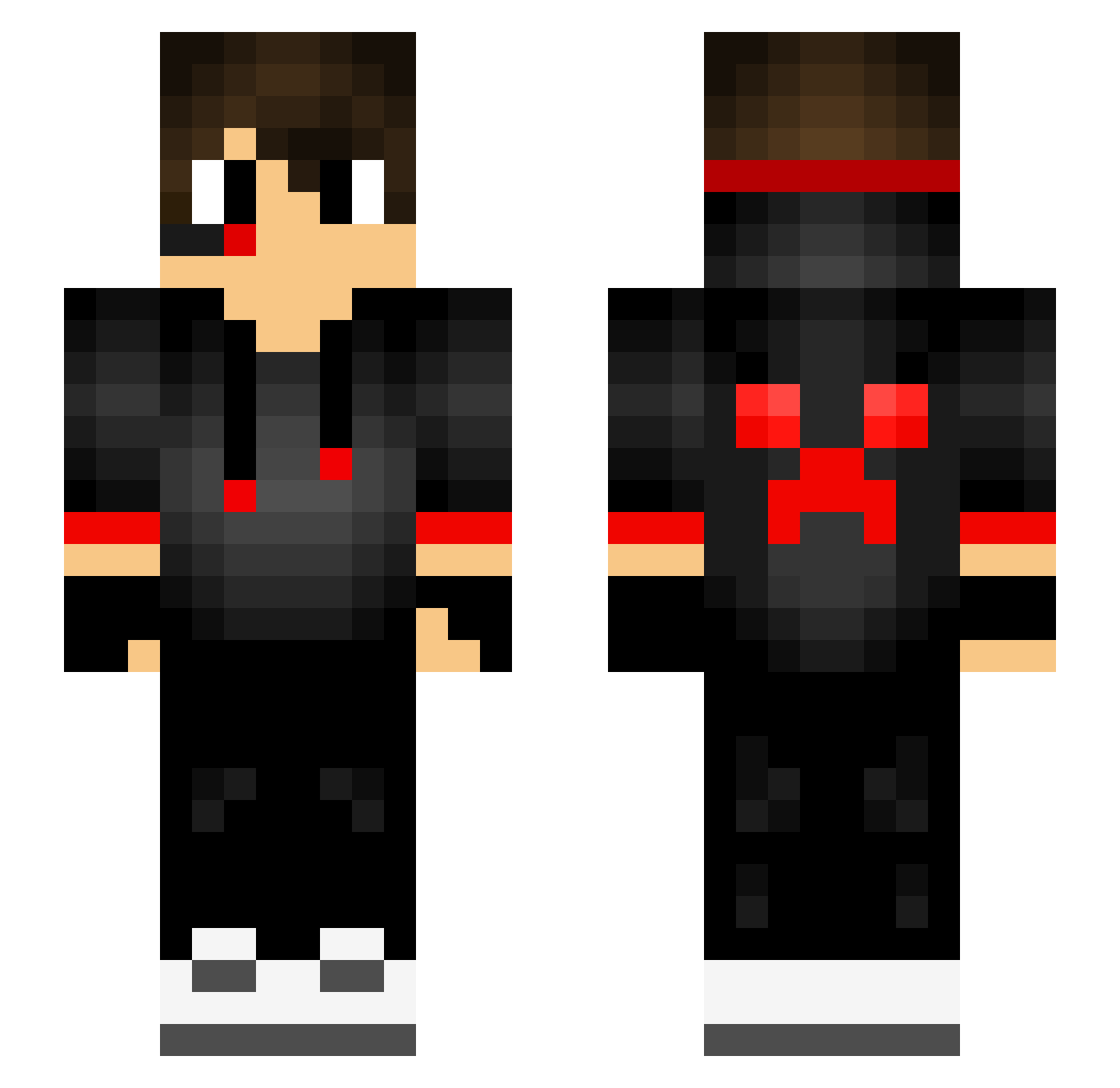 xnetfire Minecraft skin, front and back view