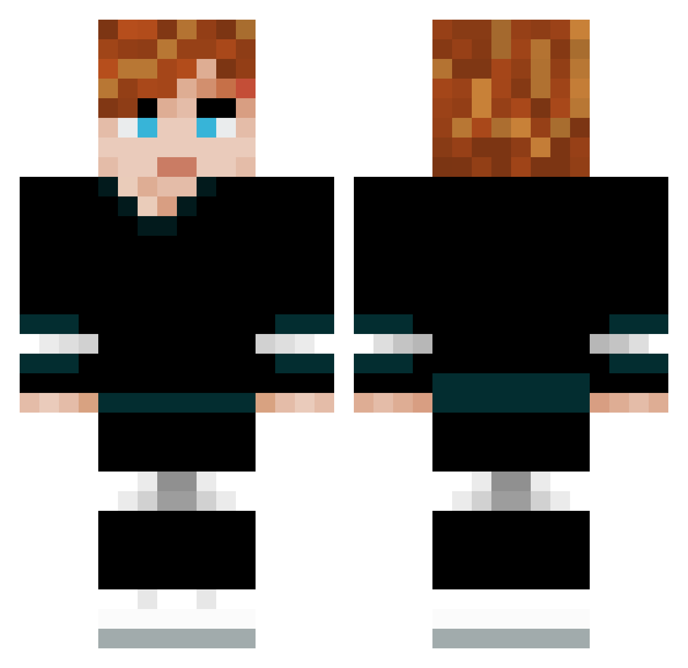 Icehuh Minecraft skin, front and back view
