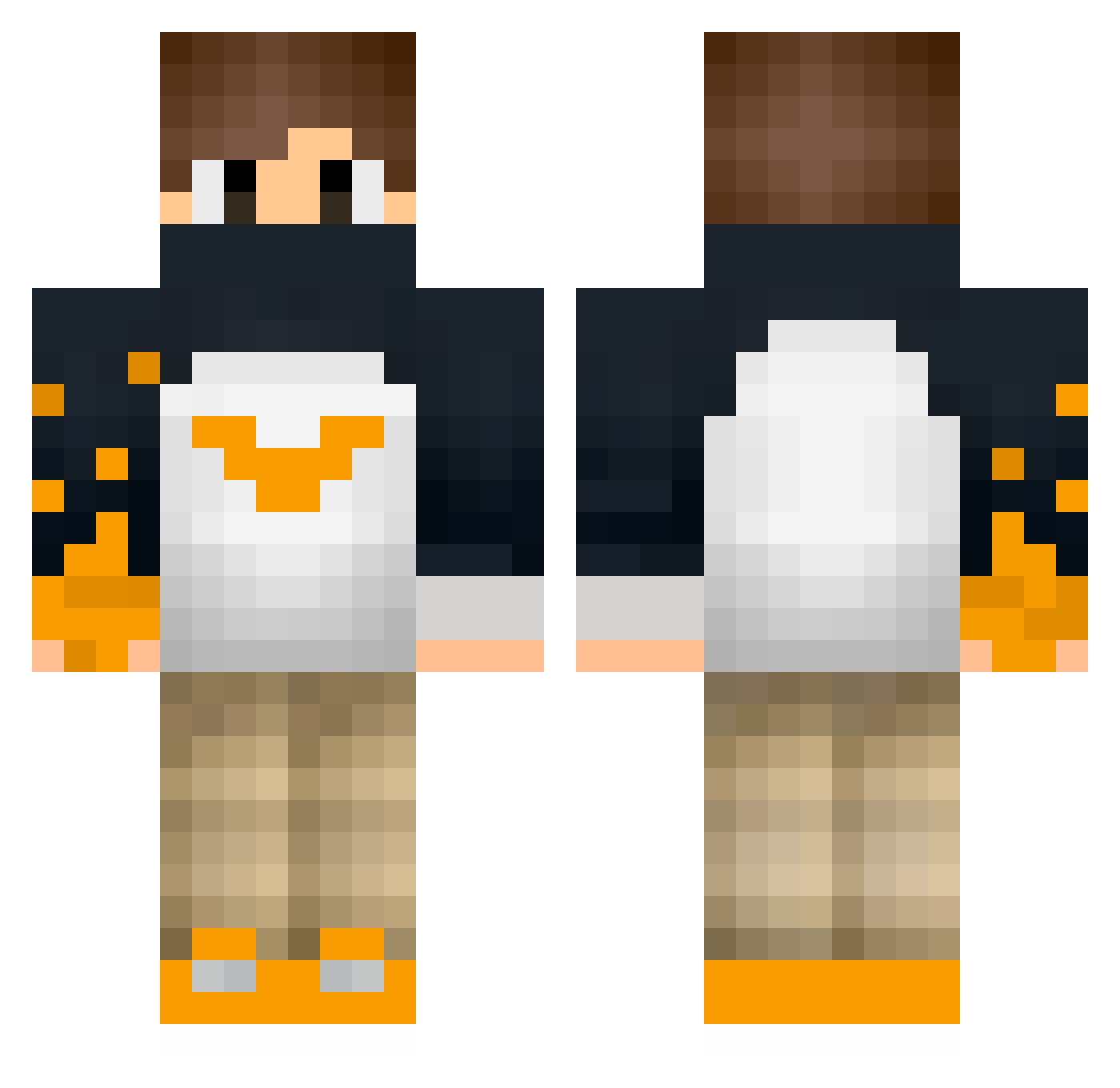 Wizard222 Minecraft skin, front and back view