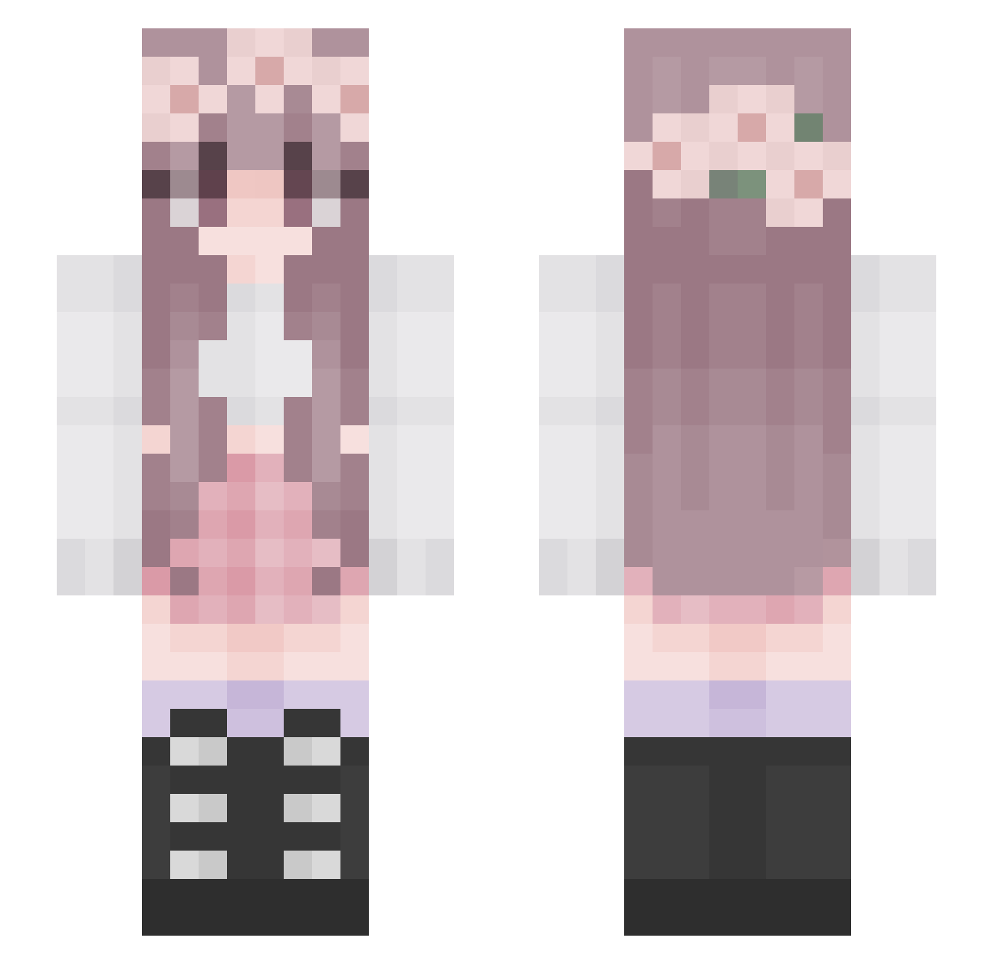 Reluxz Minecraft skin, front and back view