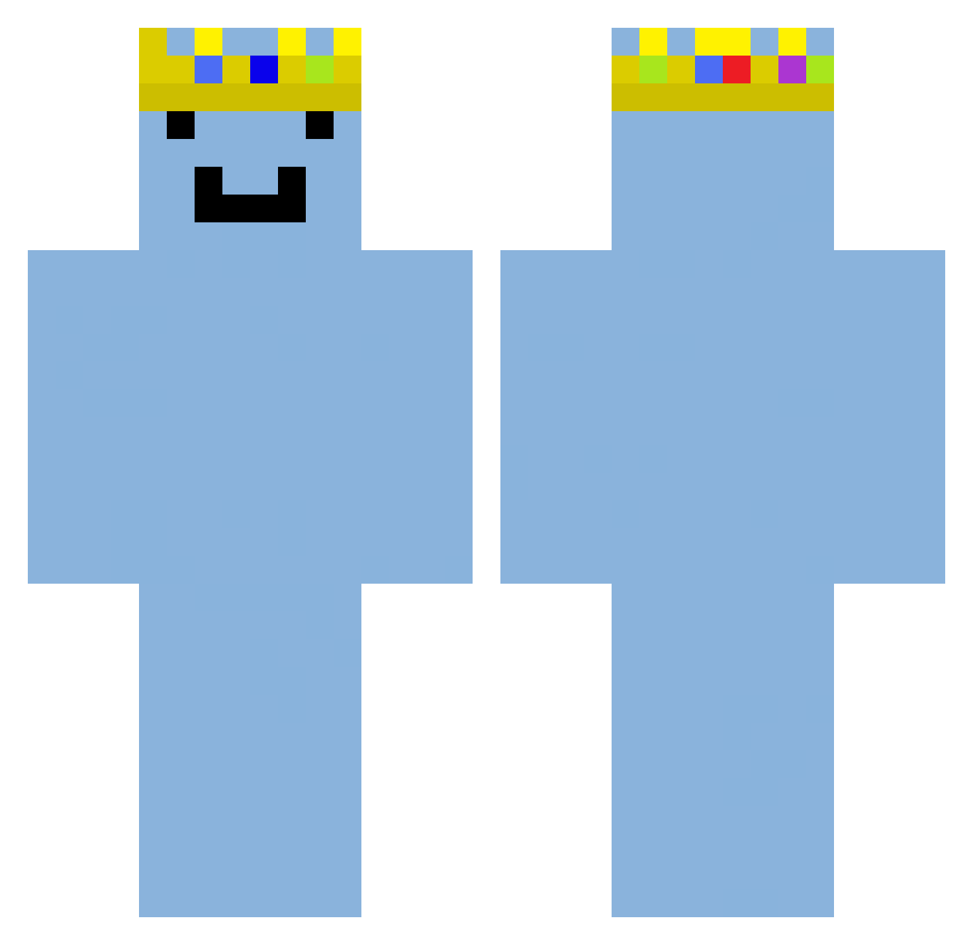 WaldOhneBaum Minecraft skin, front and back view