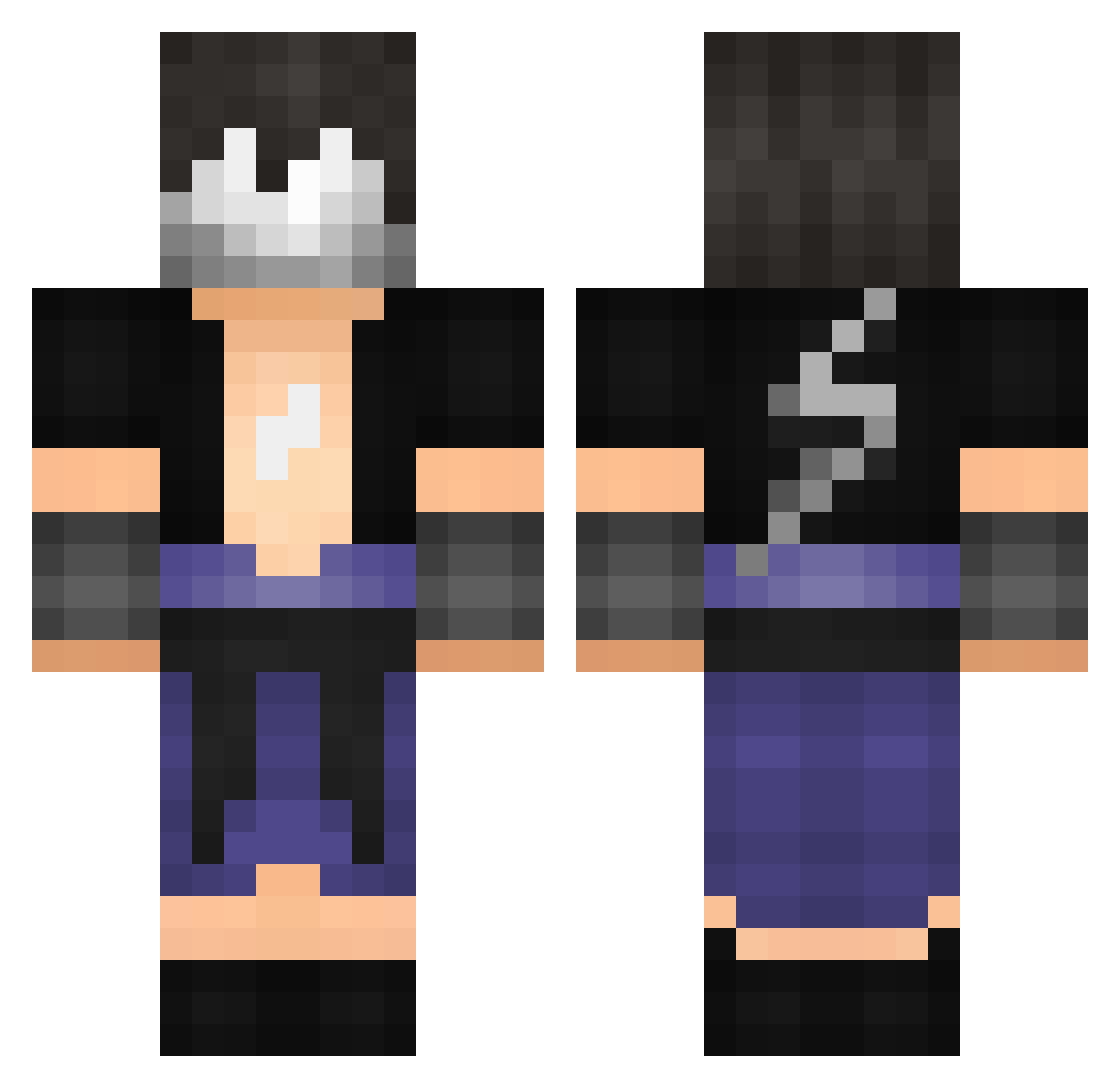 xVequ Minecraft skin, front and back view