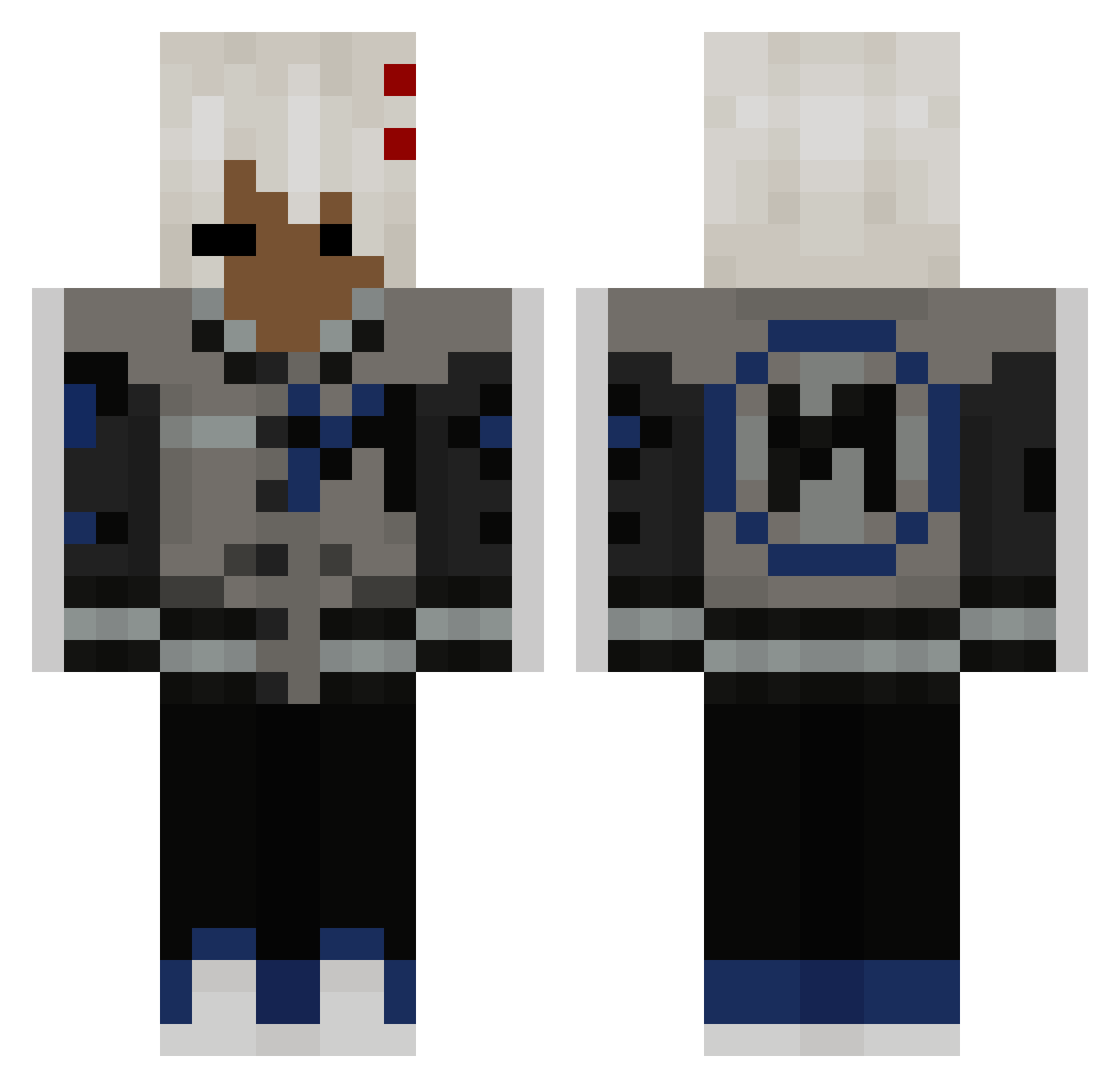 XleMoody Minecraft skin, front and back view