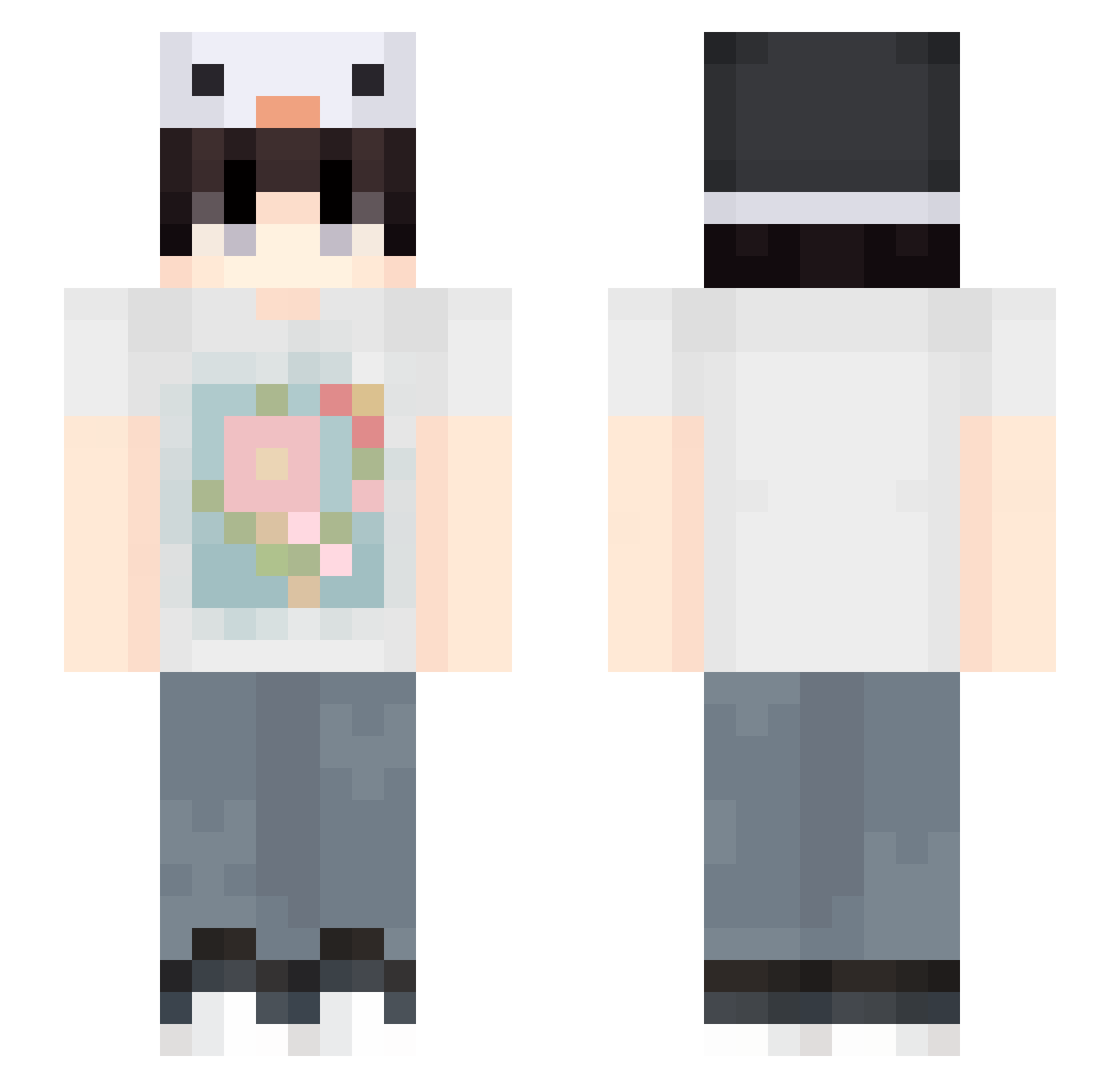 popRC Minecraft skin, front and back view