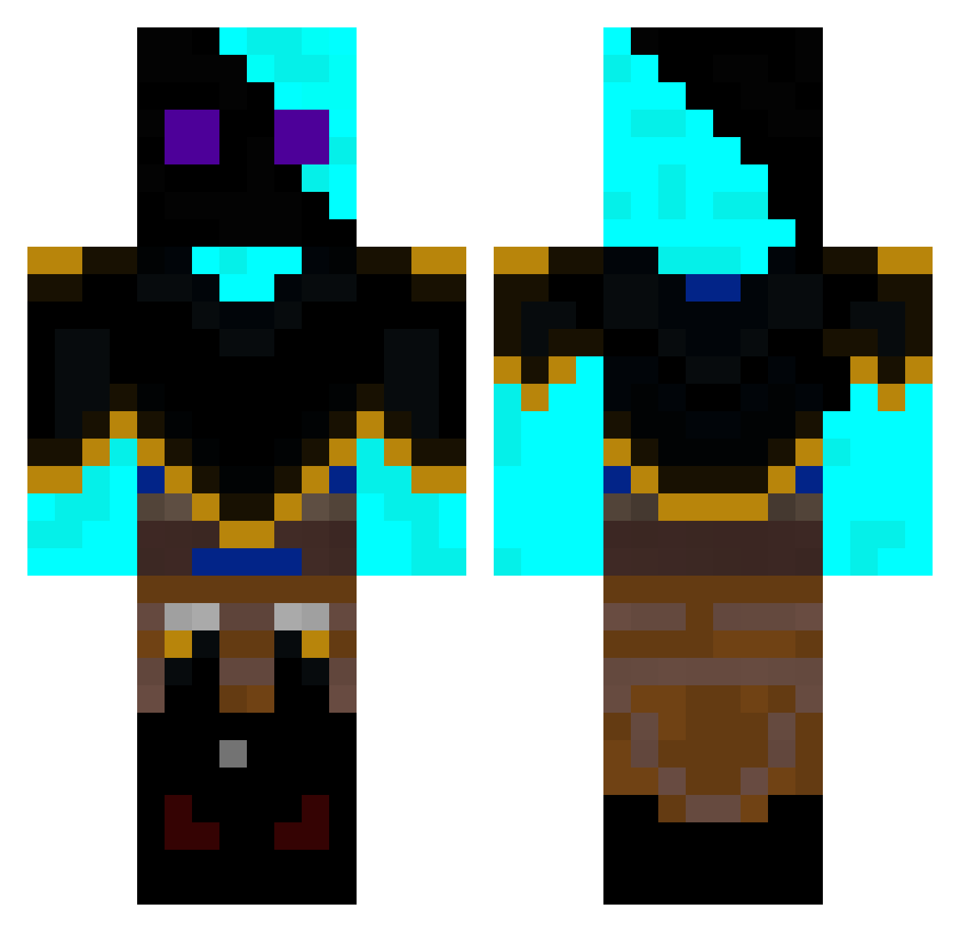 HydroShadow Minecraft skin, front and back view