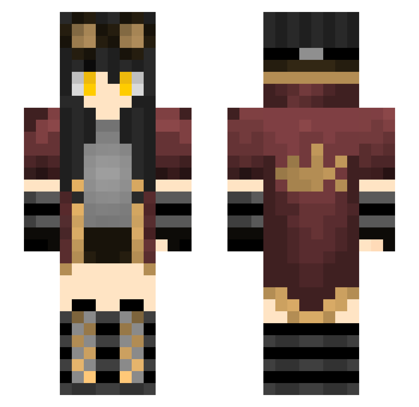 Voxxeled Minecraft skin, front and back view