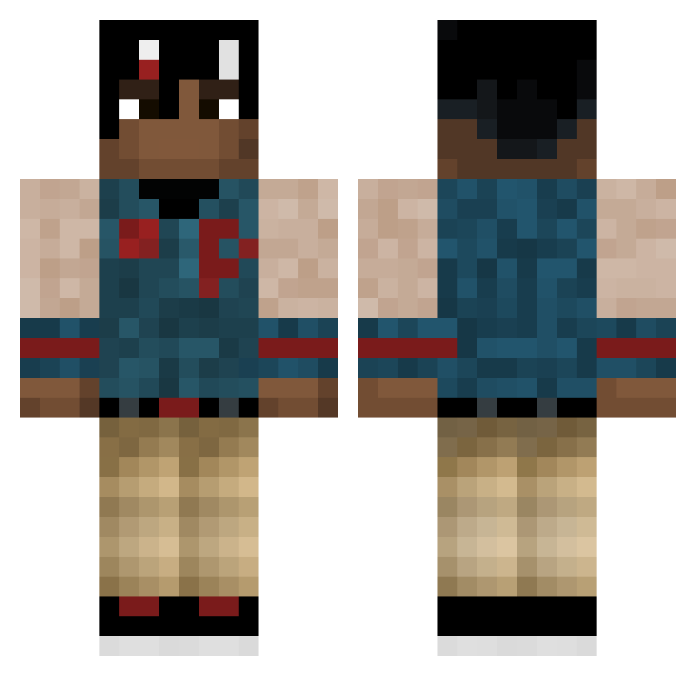 UnCause Minecraft skin, front and back view