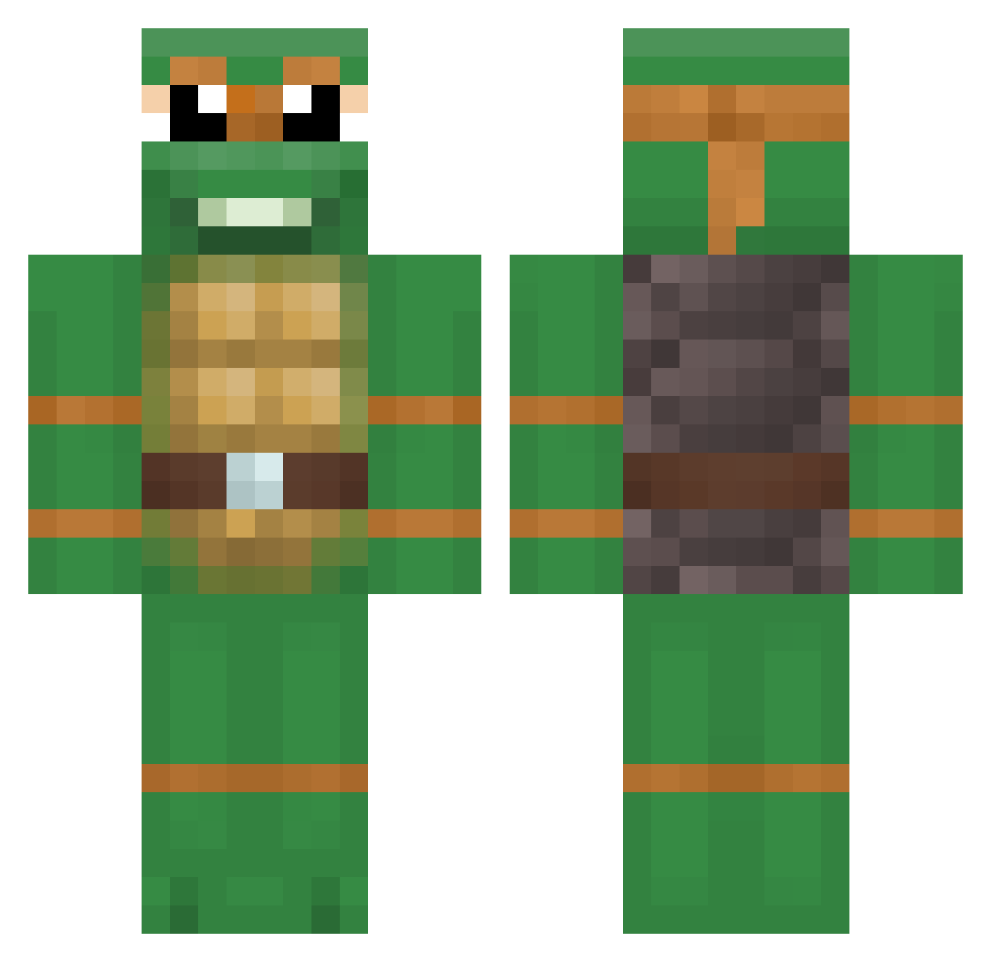 Startled Minecraft skin, front and back view