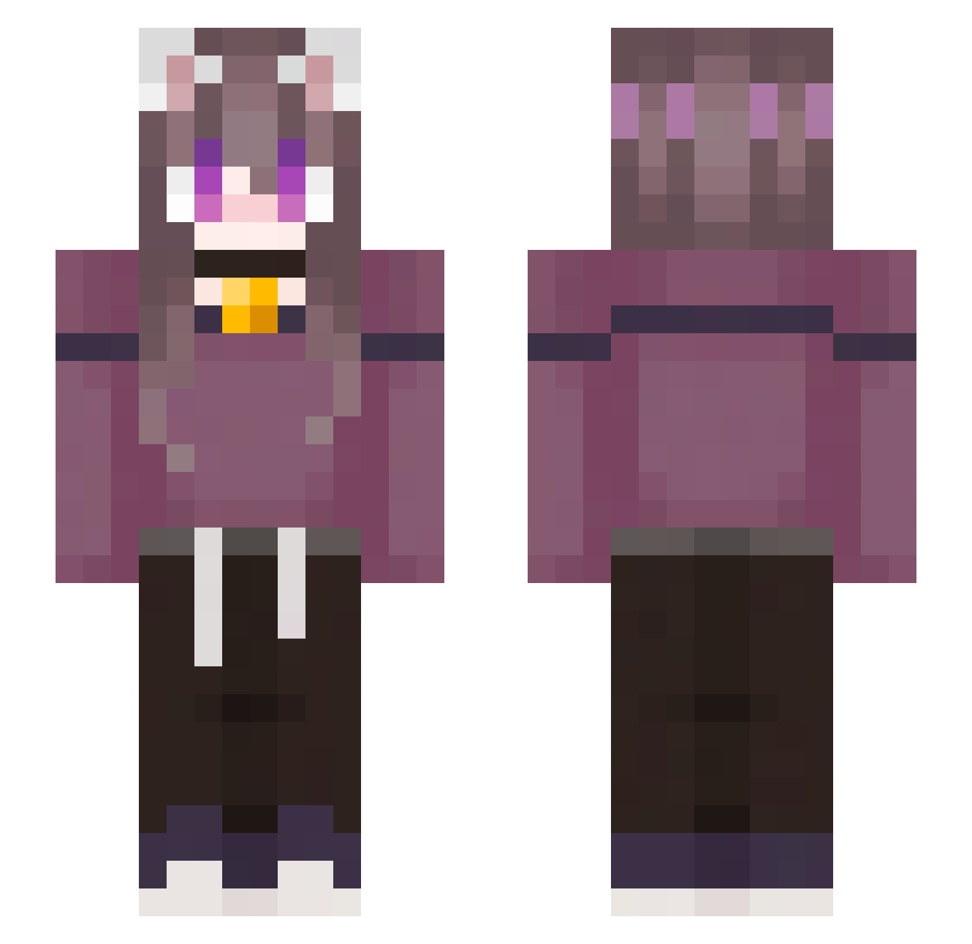 MikaSukie Minecraft skin, front and back view