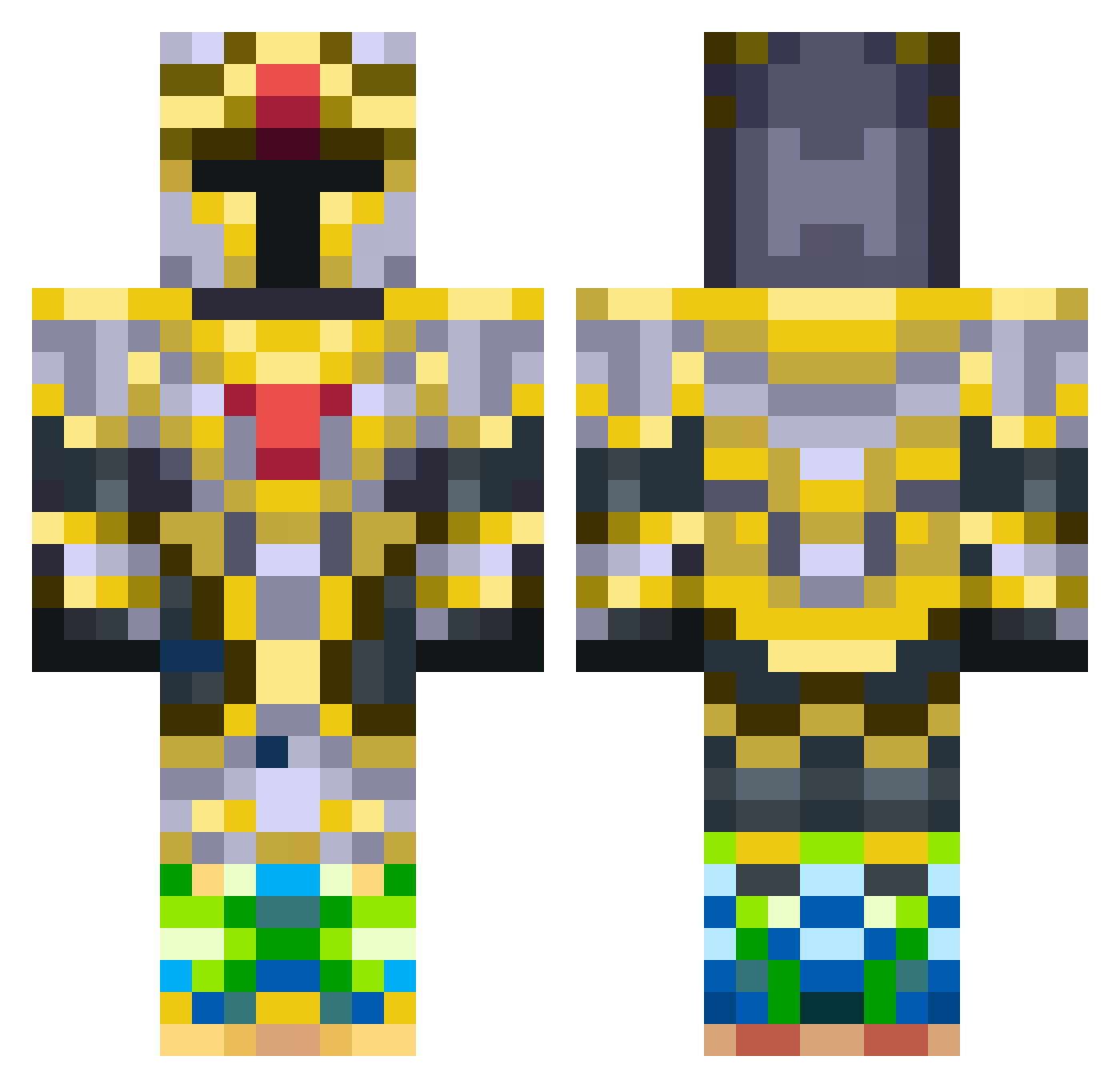 Bradian Minecraft skin, front and back view