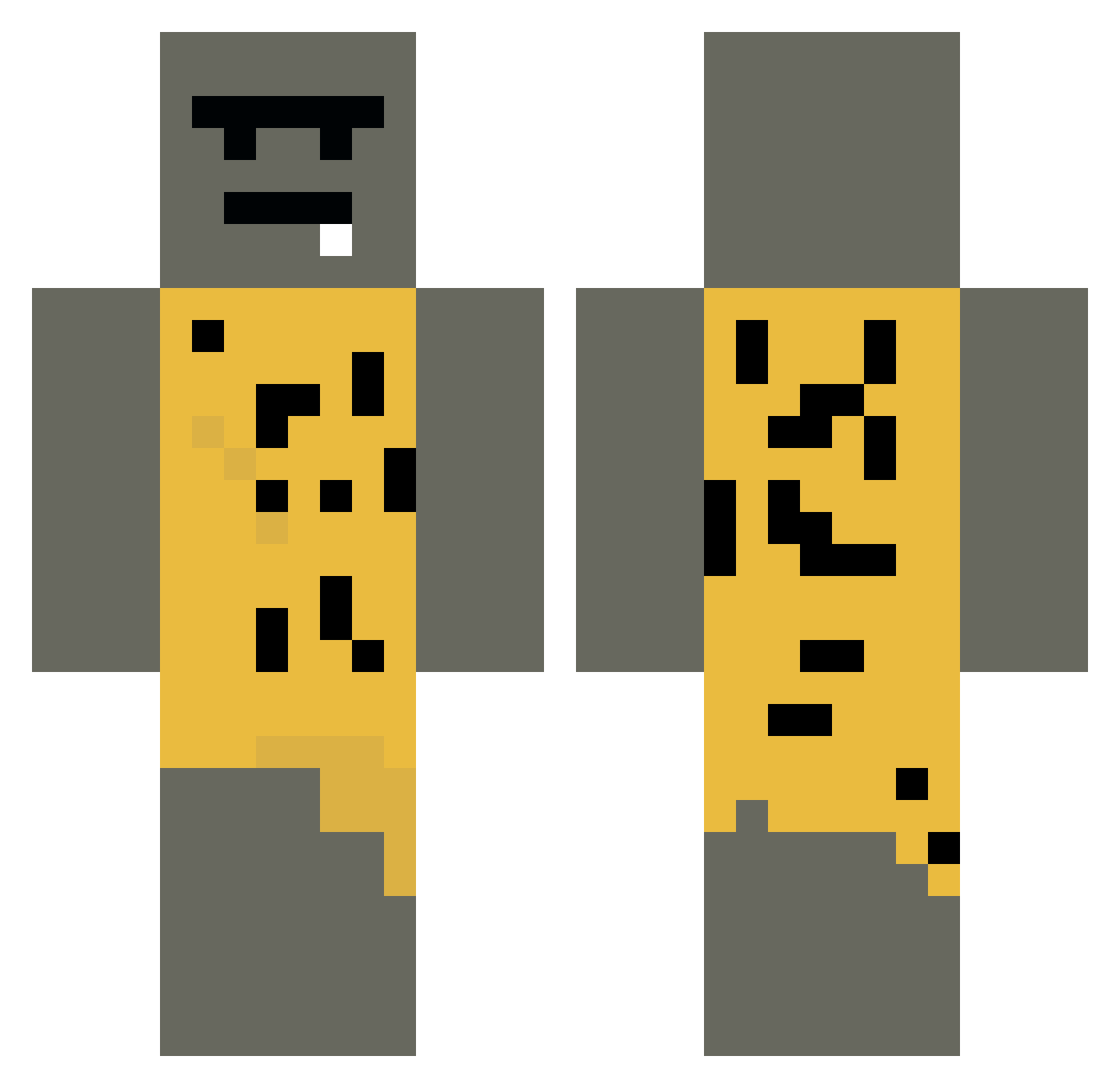 Shadowgregs Minecraft skin, front and back view
