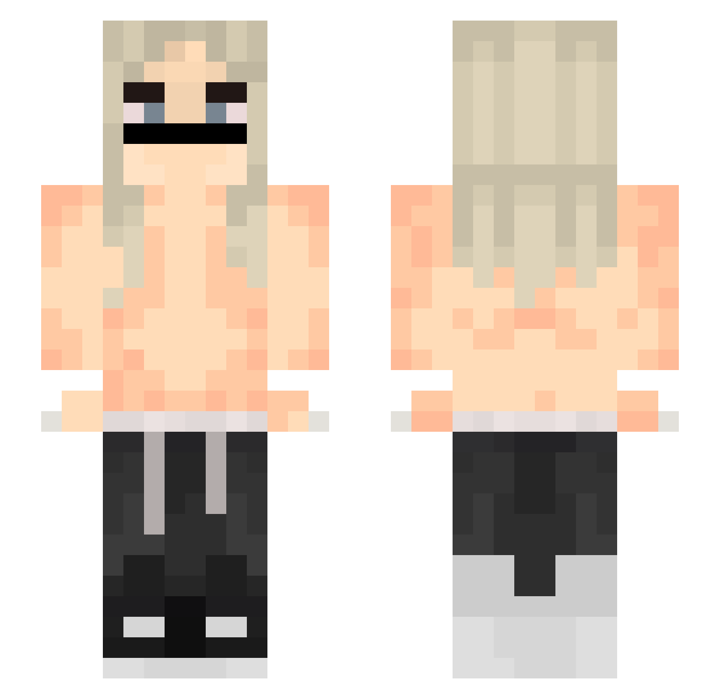 qYoji Minecraft skin, front and back view