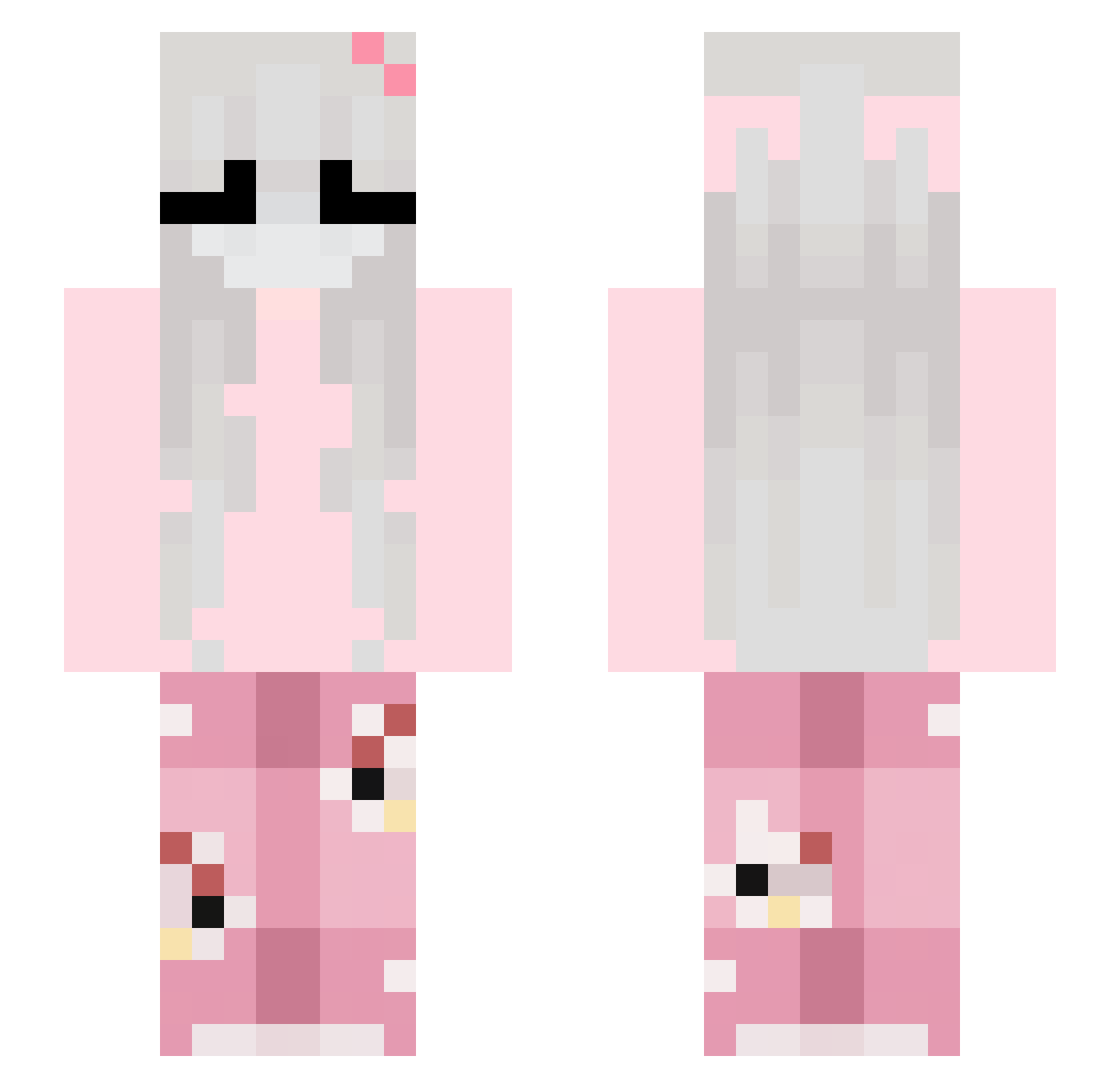 vx1y Minecraft skin, front and back view