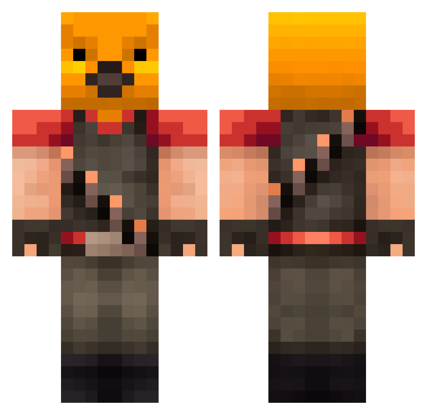 Huso112 Minecraft skin, front and back view
