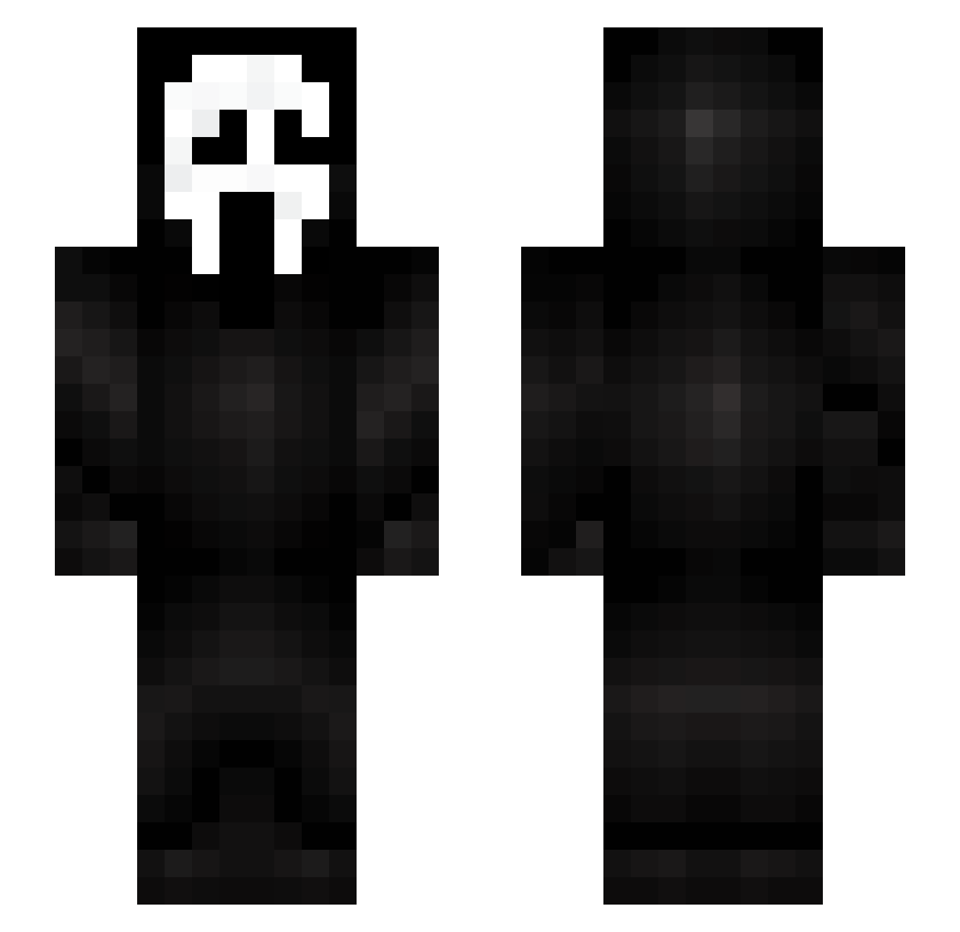 deratted Minecraft skin, front and back view