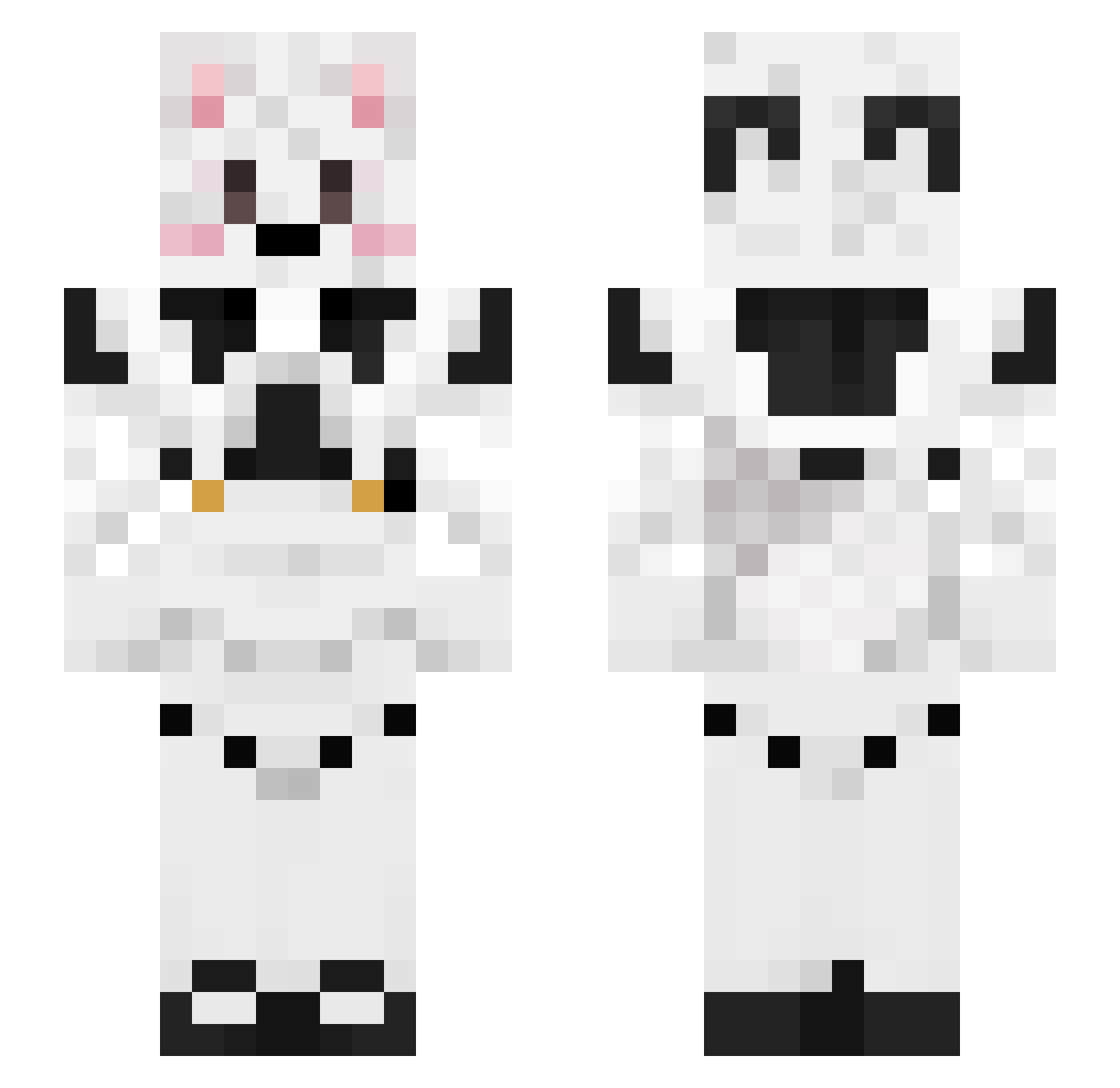 TrustLessJ Minecraft skin, front and back view