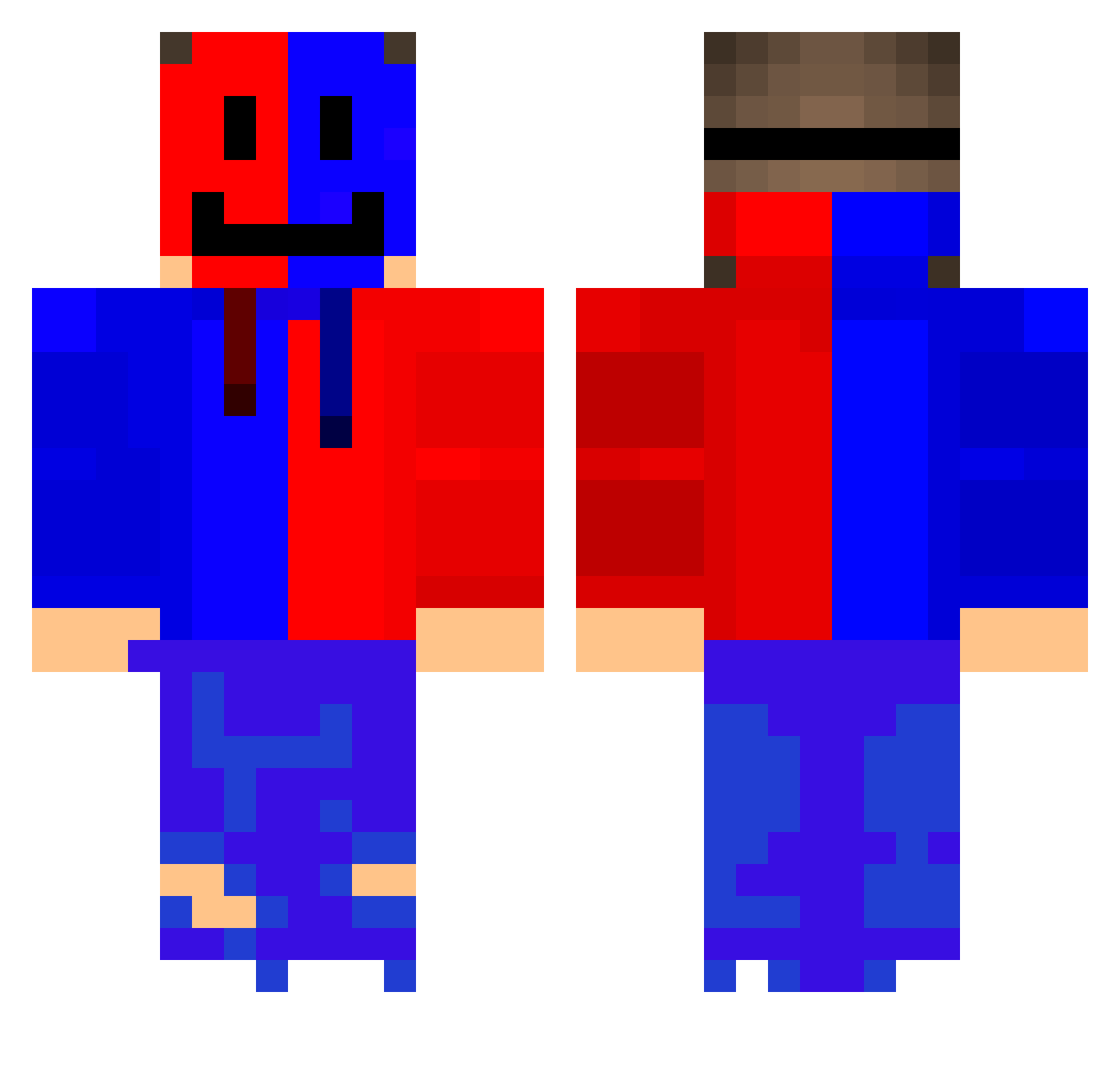 H3NRIIQU3 Minecraft skin, front and back view