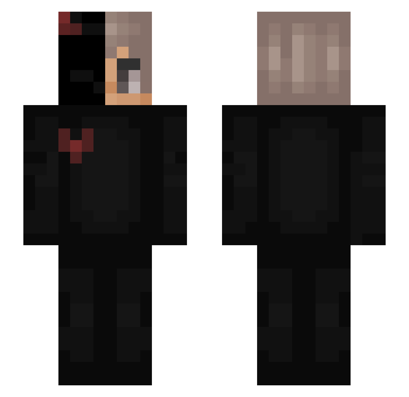 yuu Minecraft skin, front and back view