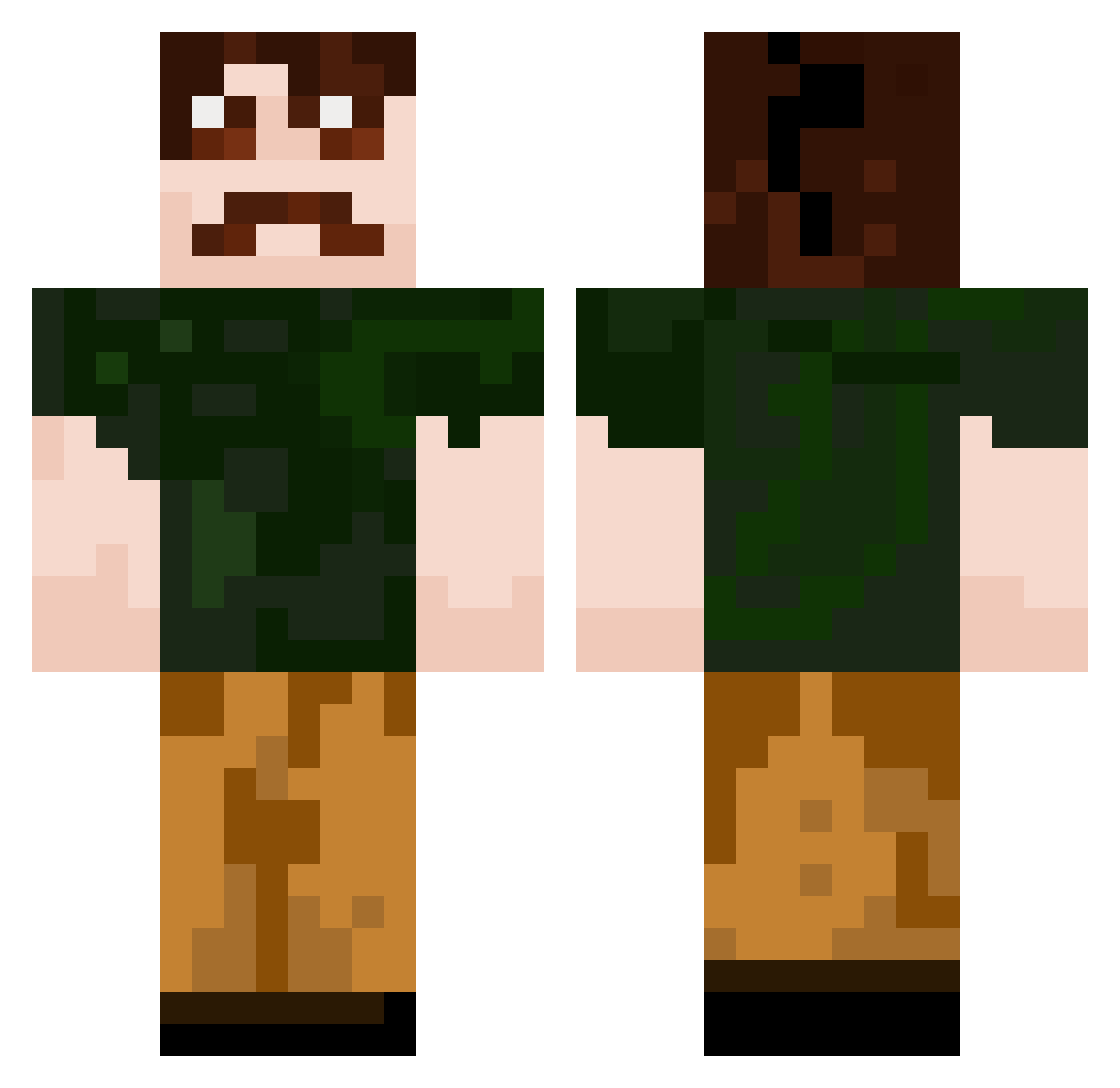 Ungross Minecraft skin, front and back view