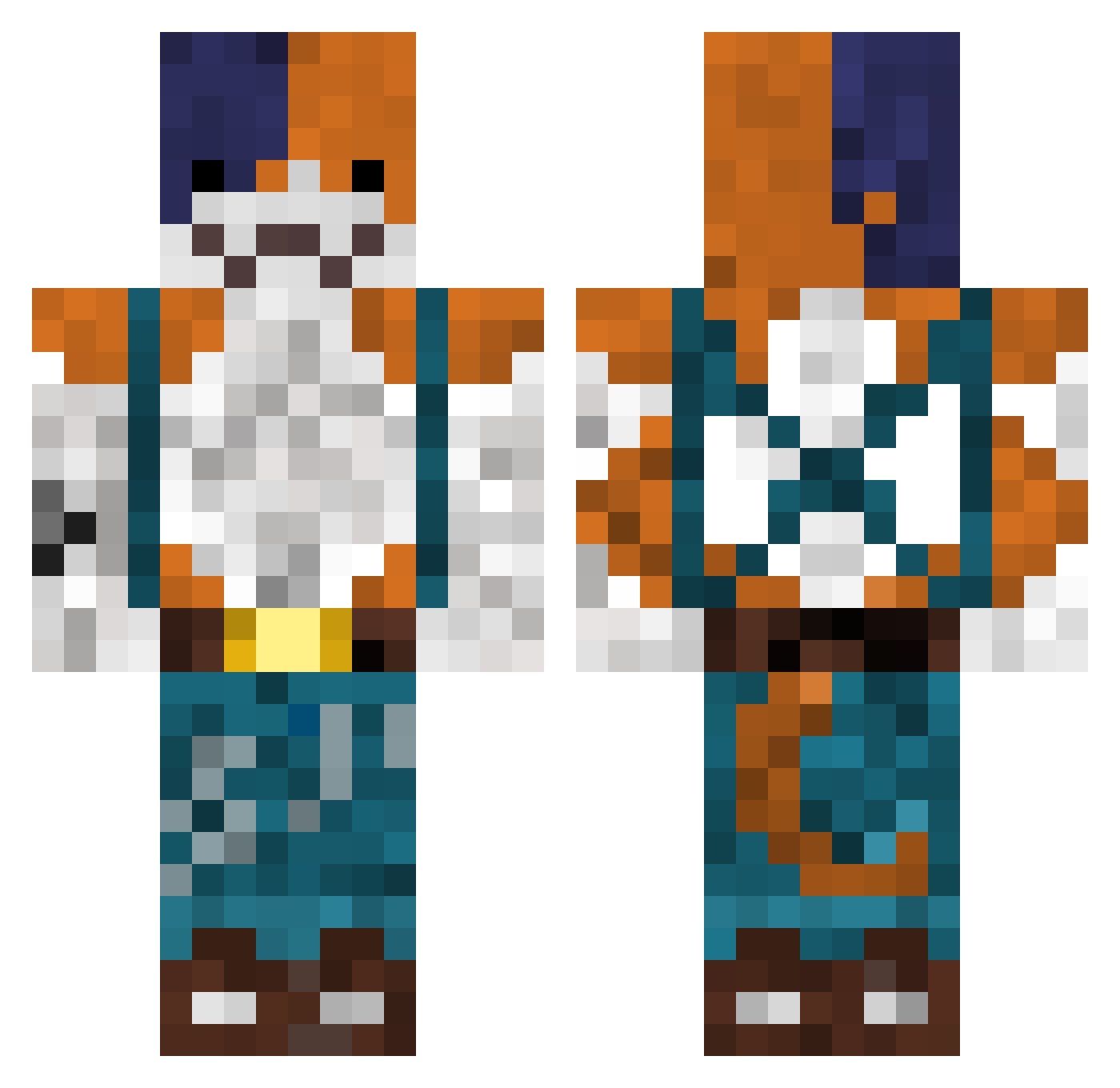 anarhic Minecraft skin, front and back view