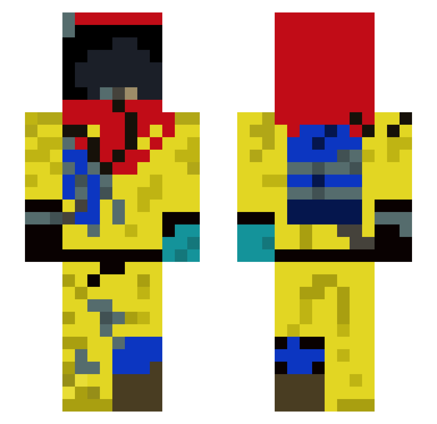 DirtyNedro Minecraft skin, front and back view